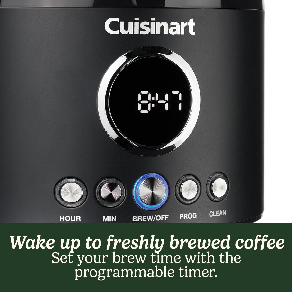 Cuisinart 12-Cup Programmable Coffee Maker with 1.8L Glass Carafe - Fast Brewing, 24-Hour Timer, 40-Minute Keep Warm, Showerhead Extraction - Dishwasher Safe - Slate Grey - Perfect for Home, Office & Breakfast Nook