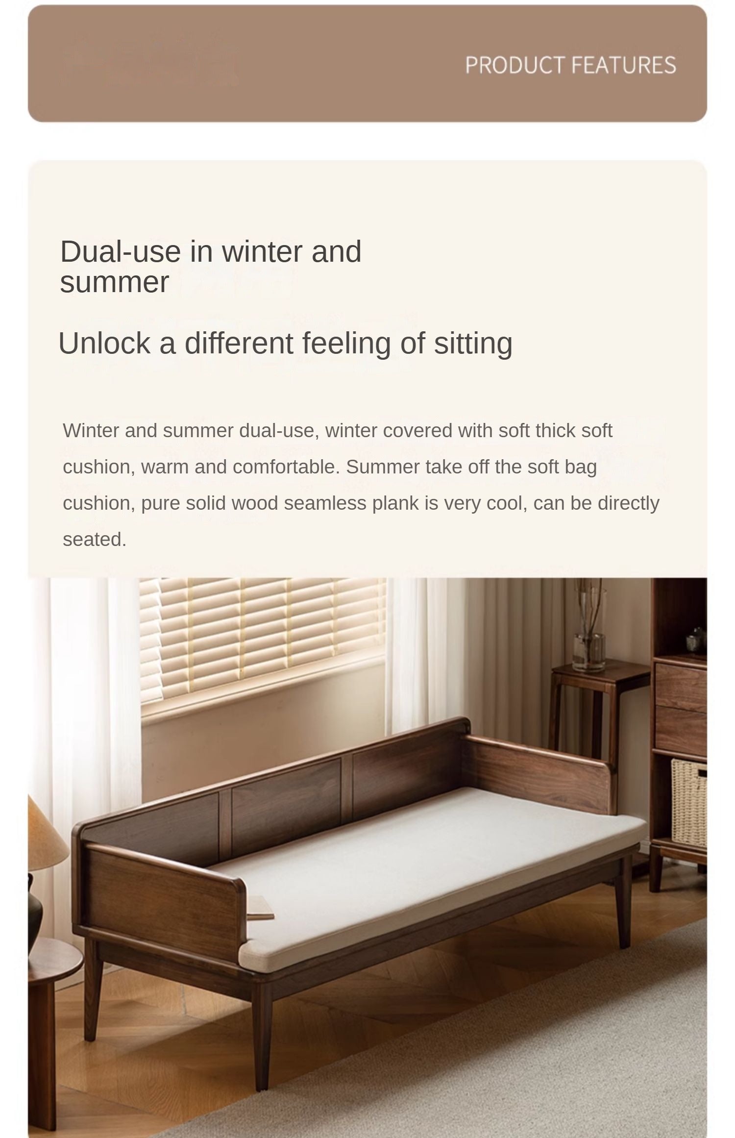Premium Solid Wood Bed Frame - Black Walnut & Oak - Modern Chinese Style Bedroom Furniture for Master Bedroom or Guest Room