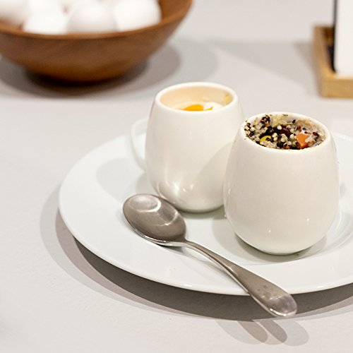 Premium XXL Porcelain & Silicone Egg Cooker - Scandinavian Style Egg Coddler Poacher for Perfect Soft/Medium/Hard Boiled Eggs | Ideal for Breakfast, Brunch & Kitchen Gifts
