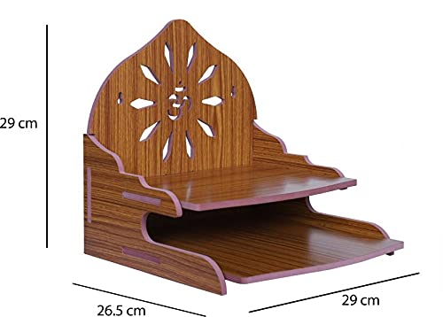 Handcrafted Engineered Wood Home Temple for Durga Pooja, Navratri & Ganesh Chaturthi - Christmas & New Year Special Decor for Hindu Worship