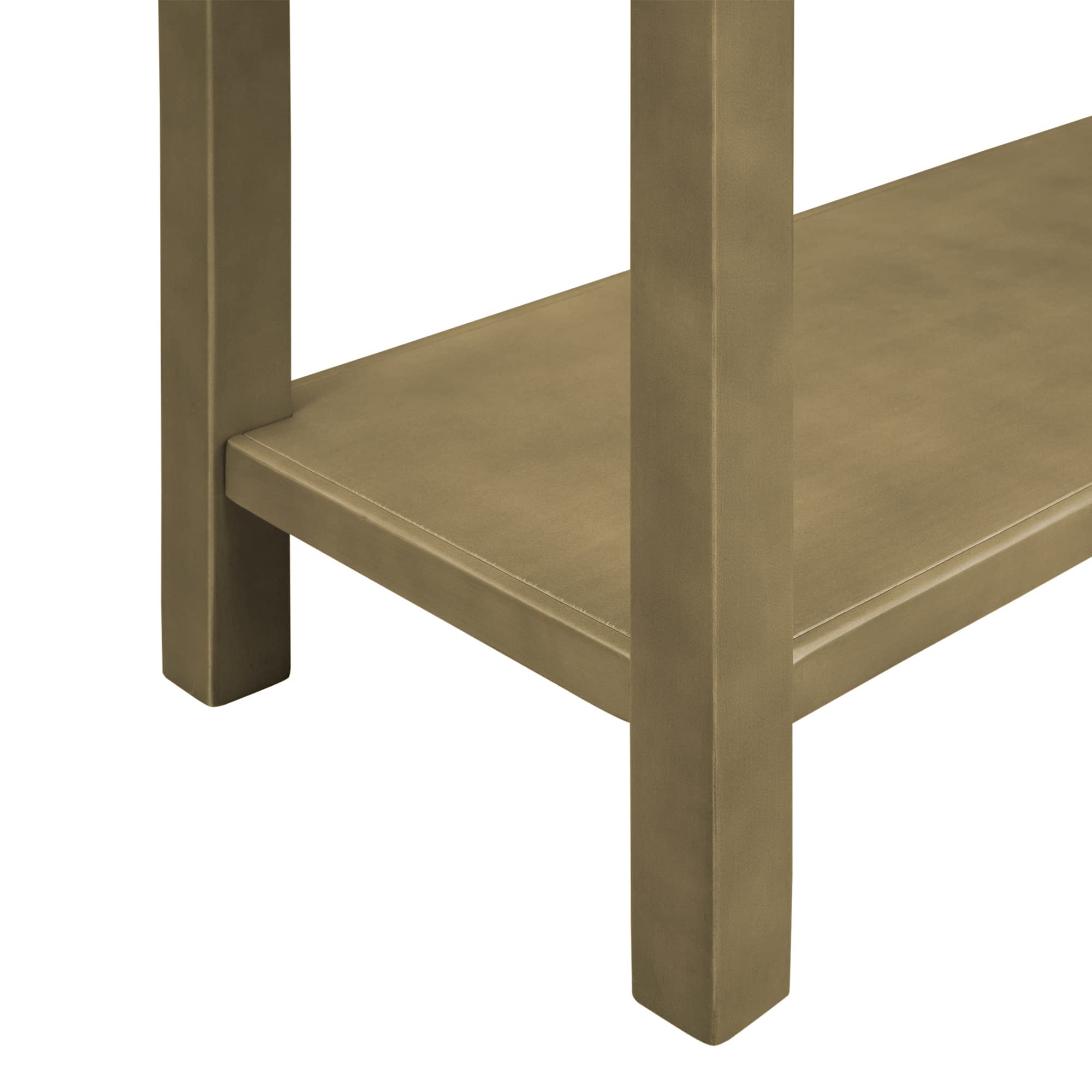 RUNNA Classic Console Table with Hollow-Out Design, Sofa Side Table with 2 Drawers & Open Shelf, Entryway Table for Living Room, Bedroom, Hallway - Gold & Wood Finish | Perfect for Home Decor, Small Space Furniture & Apartment Essentials