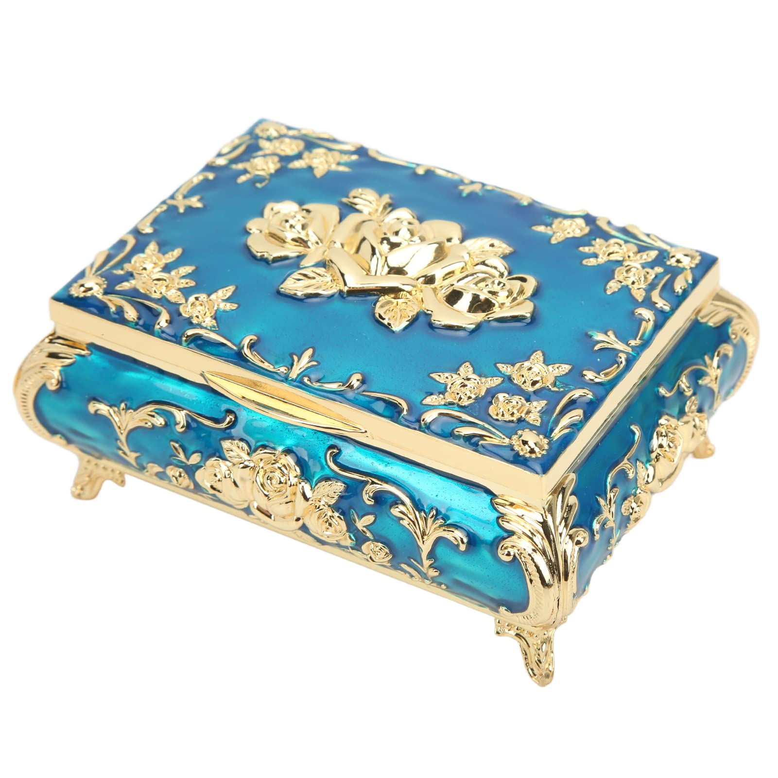 Vintage Jewelry Box - Exquisite Handcrafted Storage Organizer for Necklaces, Rings & Earrings | Glossy Golden Blue Finish | Perfect for Jewelry Stores, Home Decor & Gift Giving