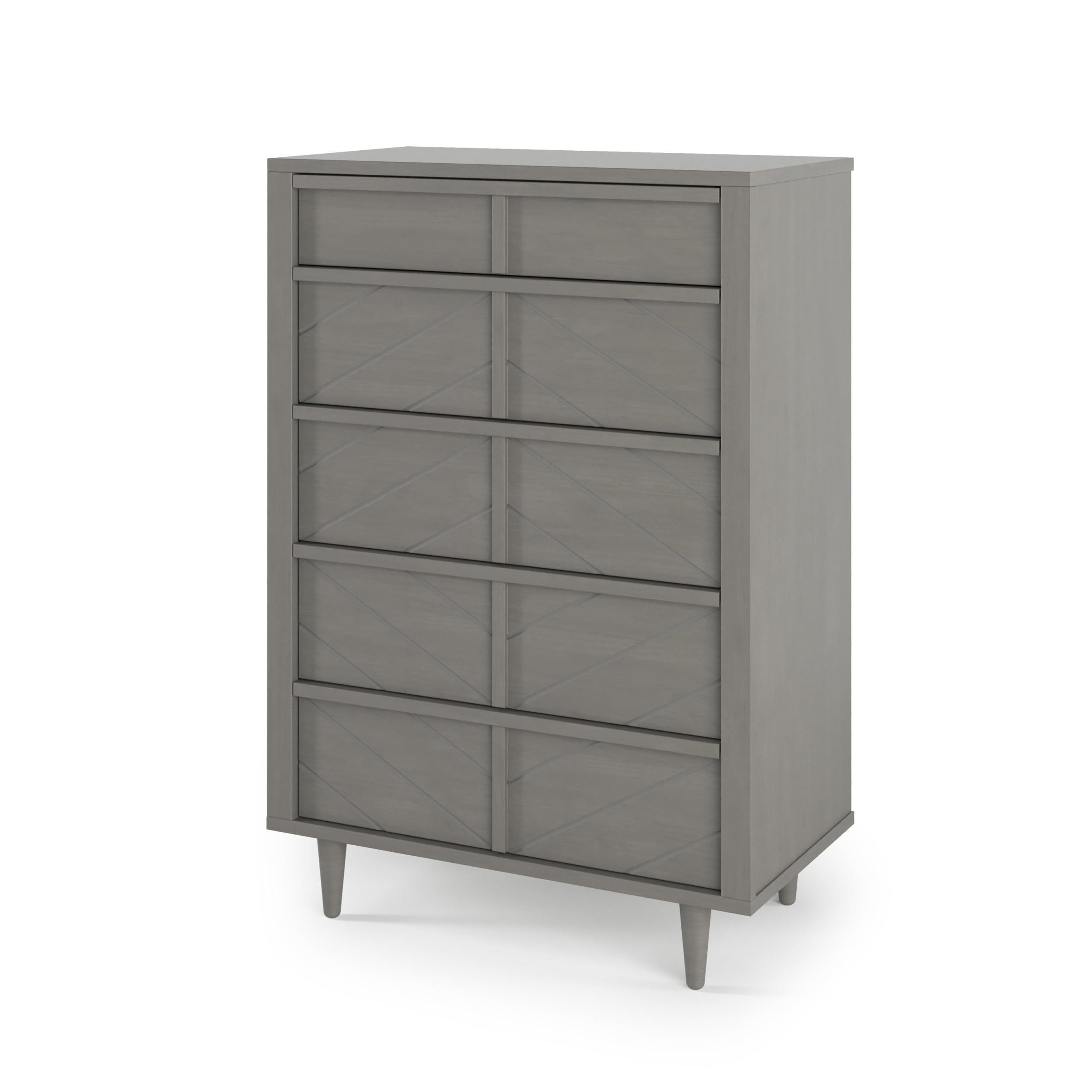 Child Craft Surrey Hill 5-Drawer Dresser - Nursery & Bedroom Storage Chest with Anti-Tip Safety Kit | Non-Toxic Baby-Safe Finish in Lunar Gray | Perfect for Organizing Baby Clothes, Toys & Nursery Essentials