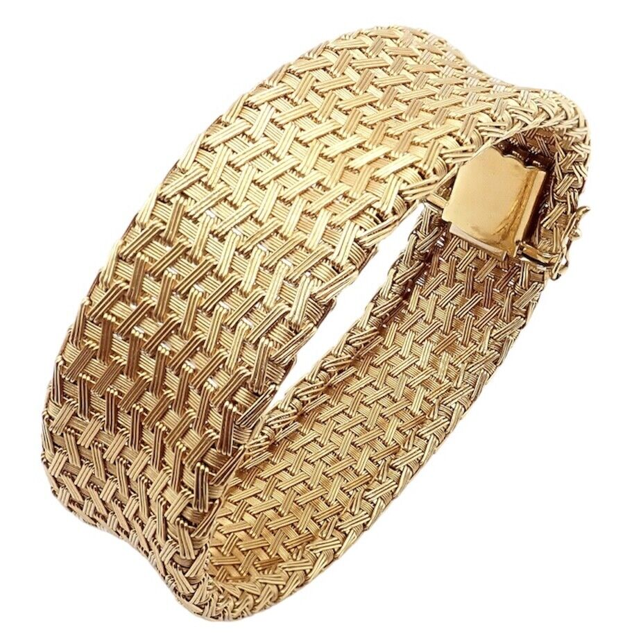 Authentic Roberto Coin 18k Yellow Gold Large Basket Weave Bracelet for Women | Luxury Italian Jewelry Gift for Anniversary, Birthday & Special Occasions | Perfect for Evening Events & Formal Wear