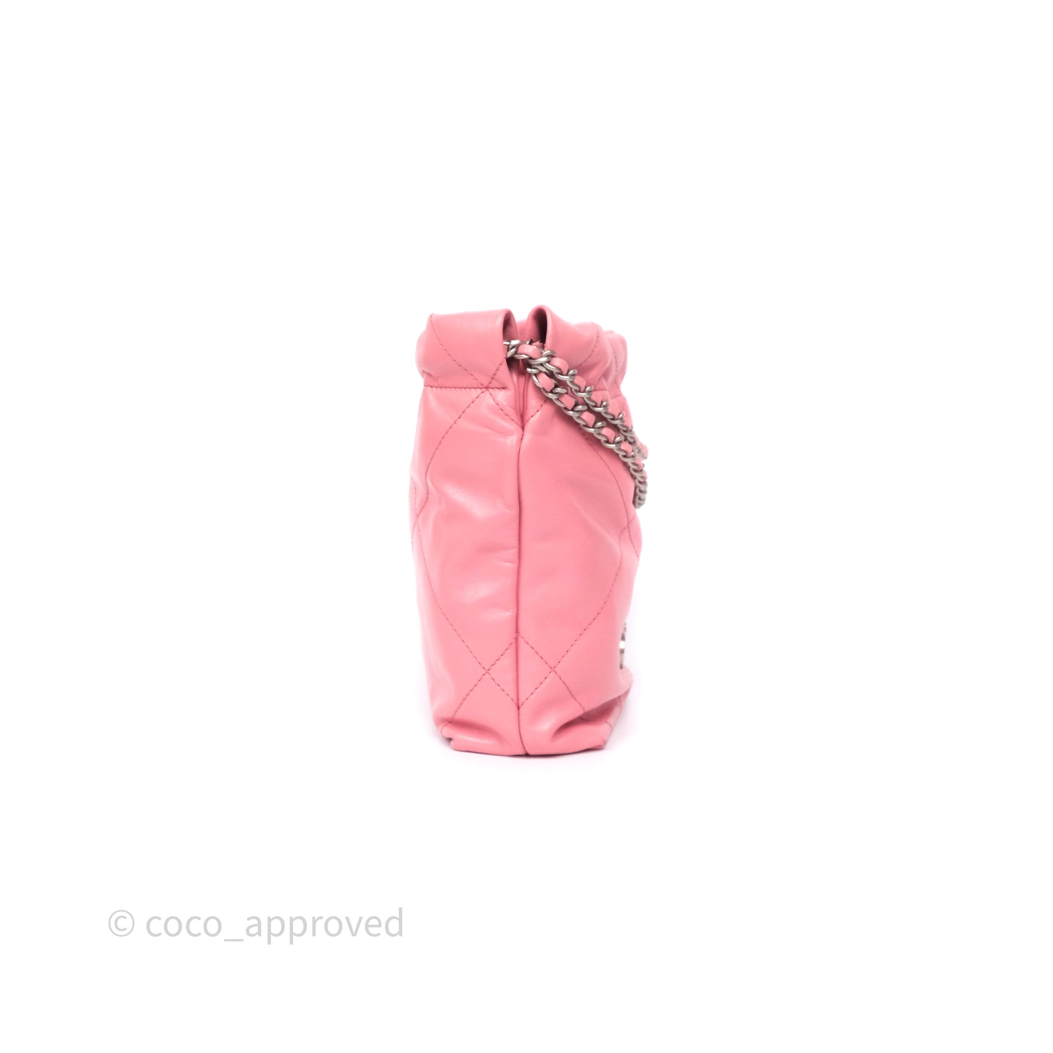 Chanel 22 Mini Bag in Pink Shiny Crumpled Calfskin with Matte Silver Hardware - Luxury Crossbody Purse for Women, Perfect for Date Night & Evening Events