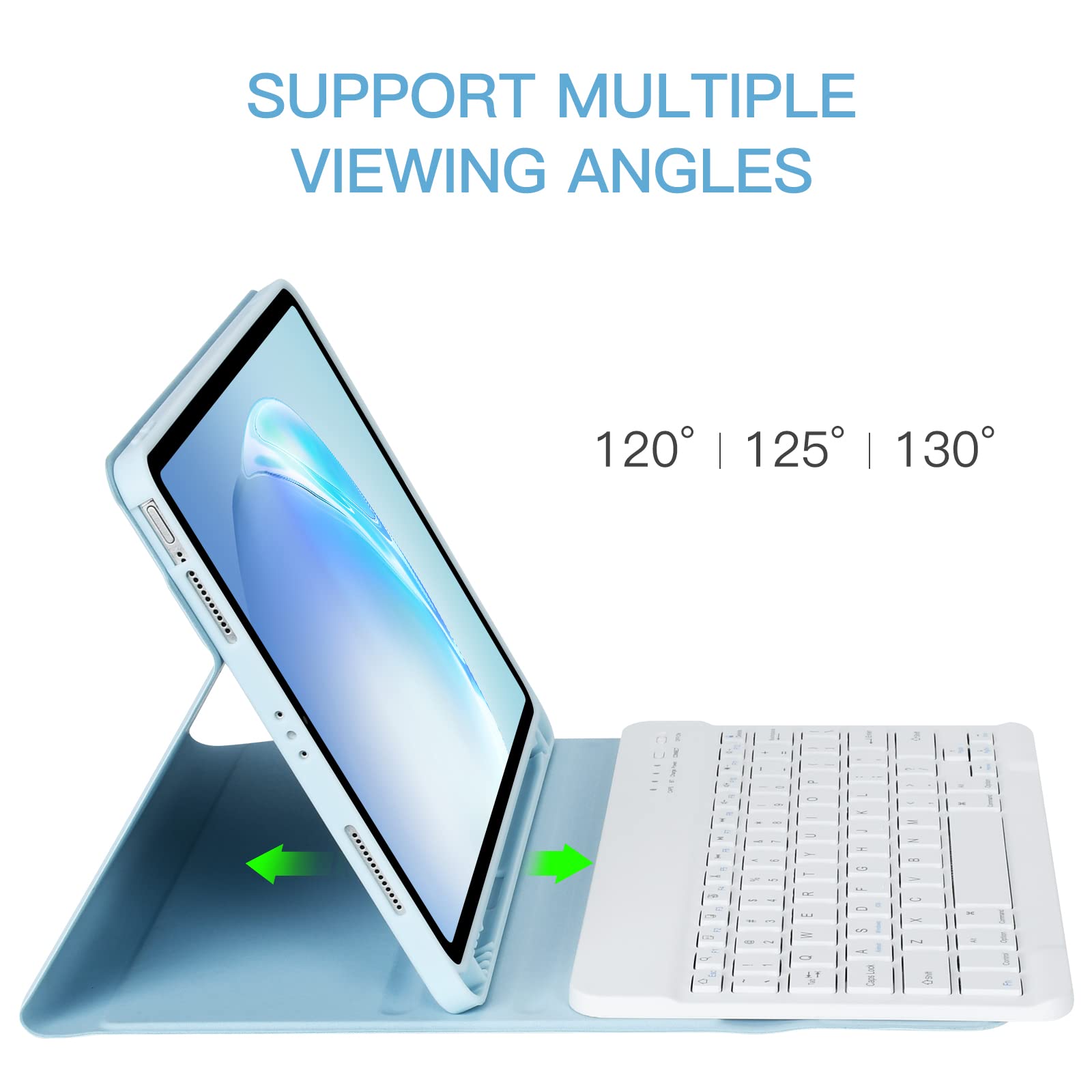 BQSS Wireless Keyboard Case for iPad Air 11 Inch (M2) 2024 & iPad Air 10.9 Inch 5th/4th Gen 2022 - Detachable Bluetooth Keyboard with Pencil Holder - Compatible with iPad Air 4th 2020 & iPad Pro 1st Gen - Perfect for Work, Study & Travel (Blue)