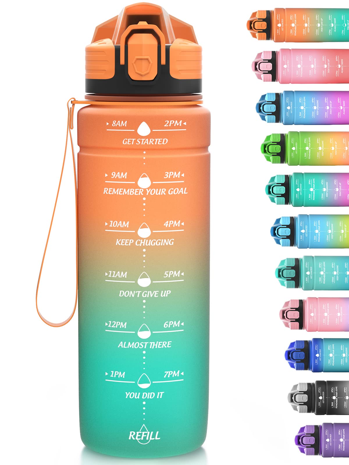 Niggeey 17oz/24oz/32oz Motivational Water Bottle with Time Marker - BPA Free Tritan, Leakproof Sports Water Bottle for Gym, Fitness & School - Stay Hydrated During Workouts, Hiking & Daily Activities