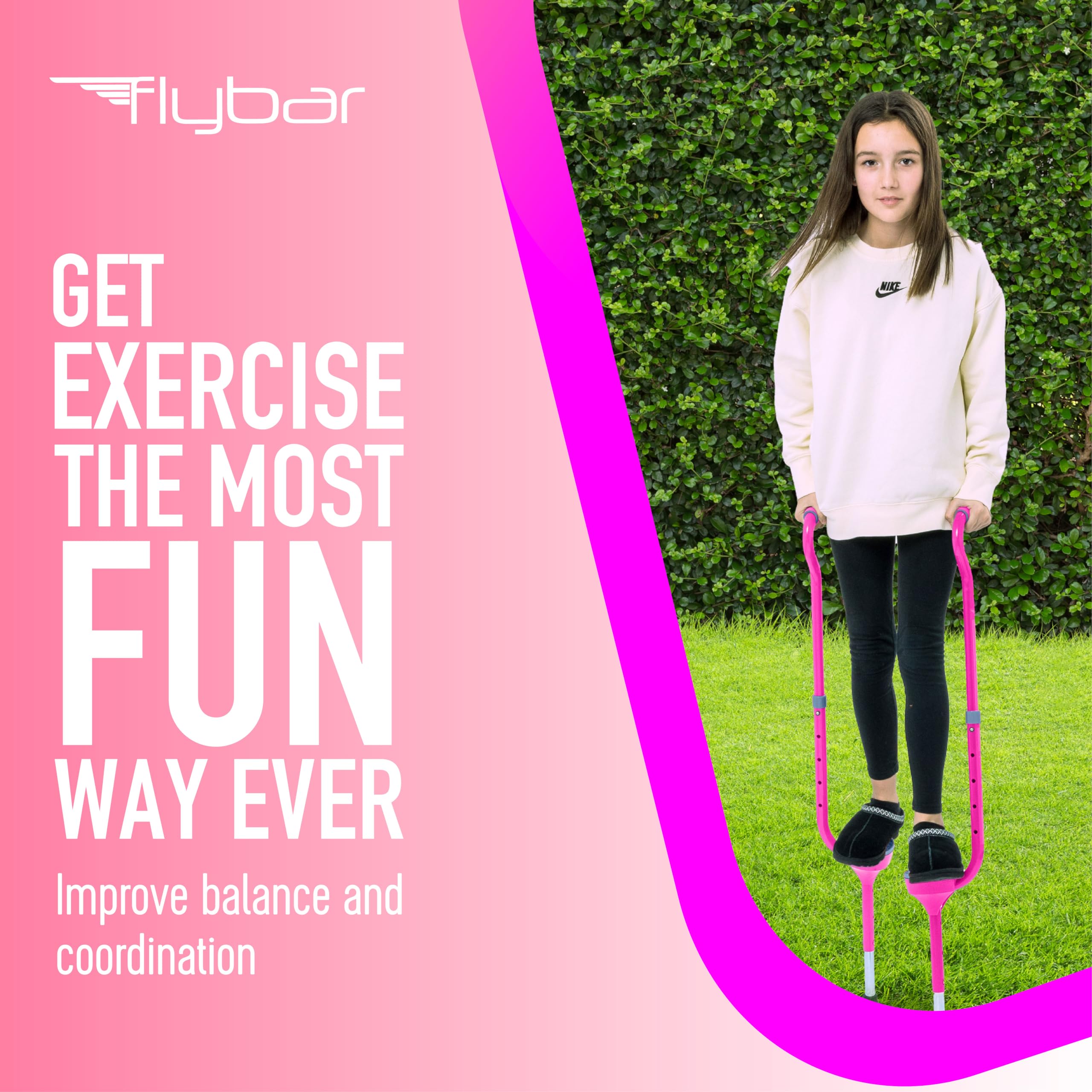Flybar Maverick Adjustable Walking Stilts for Kids Ages 5+ - 5 Height Settings, Non-Slip Rubber Tips, Foam Grips, Supports 190 lbs - Perfect for Outdoor Play, Backyard Fun & Balance Training