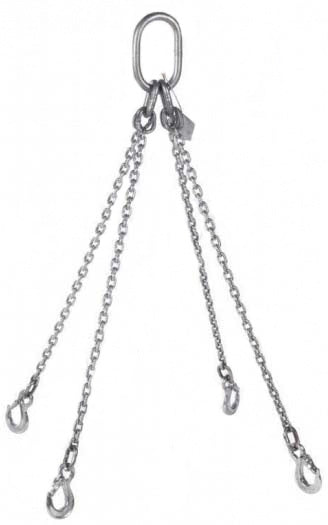 Pewag Grade 6 4-Leg 5mm Stainless Steel Chain Sling - 1.05 Ton Capacity - Heavy Duty Lifting Equipment for Construction, Marine & Industrial Use