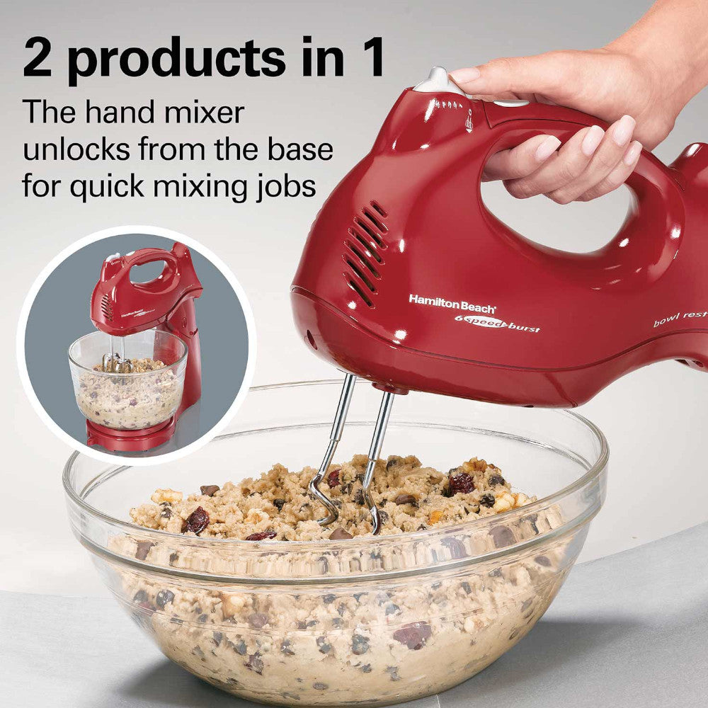 Hamilton Beach 64699 5-Speed Hand Mixer with Stand - Perfect for Baking, Whipping Cream, and Mixing Dough at Home