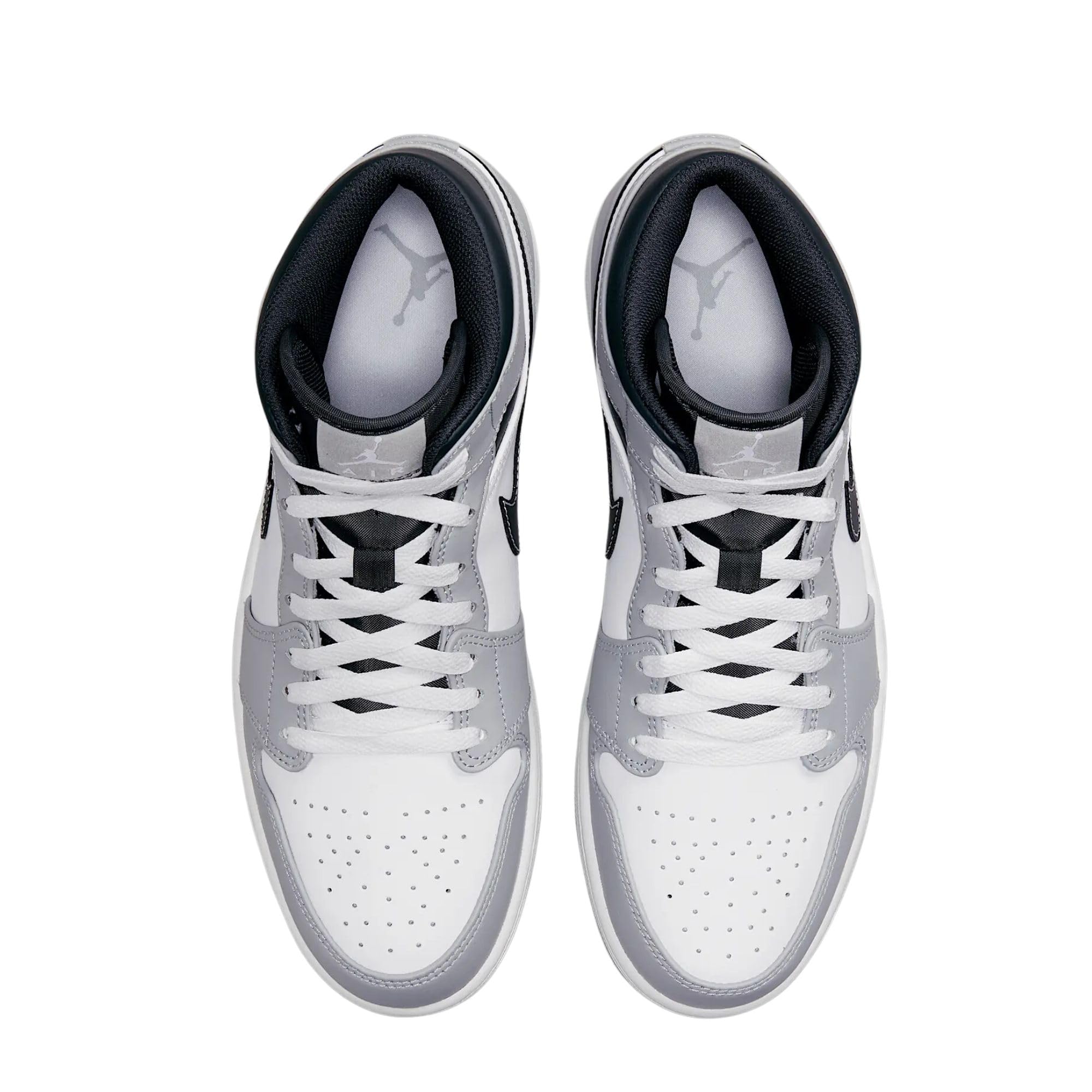 Nike Men's Air Jordan 1 Mid Basketball Shoes - Gray/White - Size 8 US - Comfortable Sneakers for Casual Wear, Gym & Street Fashion