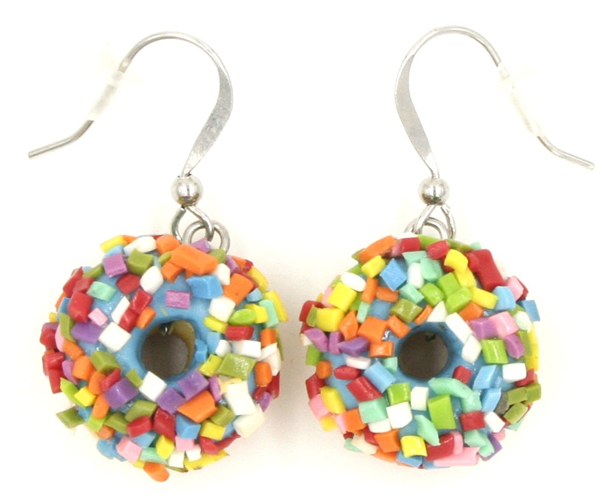 Handmade Polymer Clay Donut Earrings with Sprinkles - Cute & Unique Dangle Earrings for Women, Girls - Perfect for Parties, Gifts & Everyday Wear