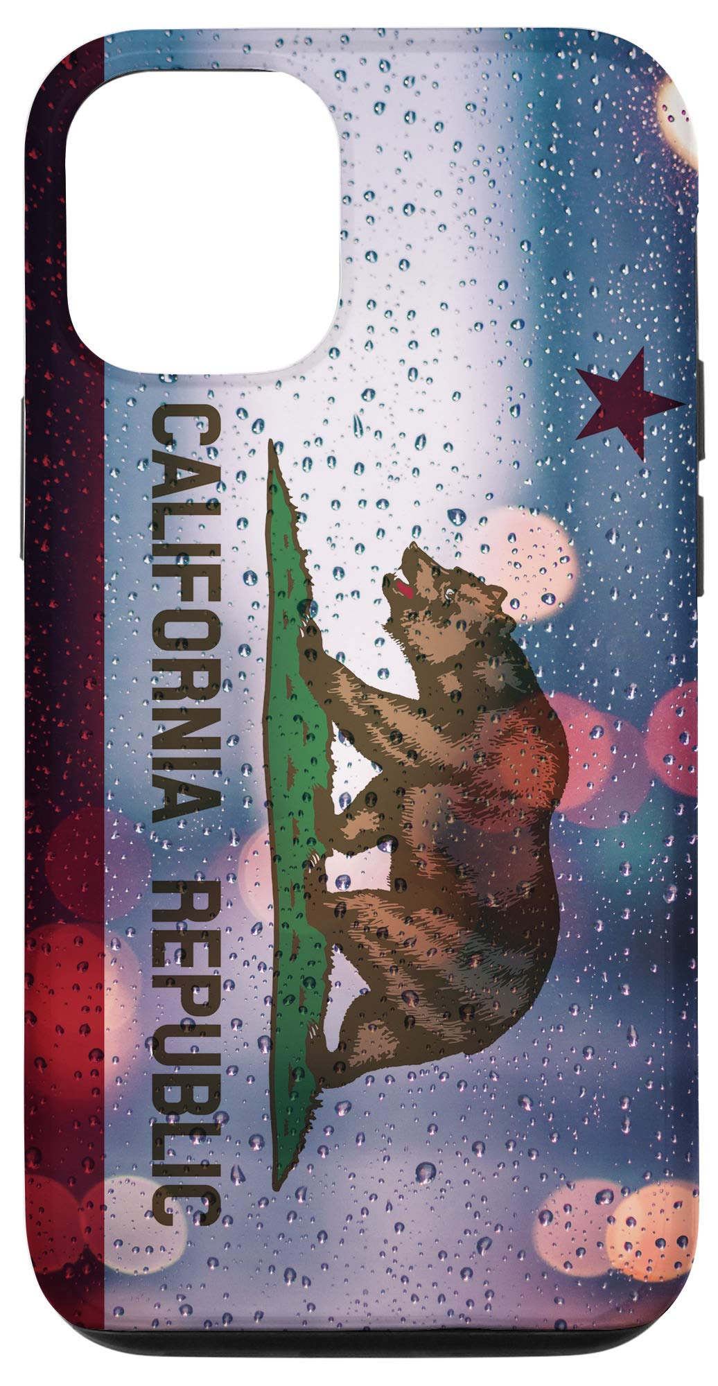 iPhone 12/12 Pro California Raindrop Flag Design Phone Case - Durable Protective Cover with Californian Pride Theme | Perfect for Travel, Beach Days & Showing State Pride