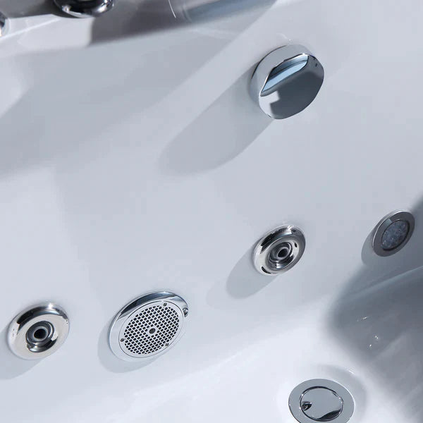 Empava 59-Inch LED Jetted Hydromassage Bathtub with Waterfall Faucet - Freestanding Soaking Tub for Luxury Spa Experience at Home (Model 59JT408LED) - Perfect for Master Bathroom Relaxation and Stress Relief