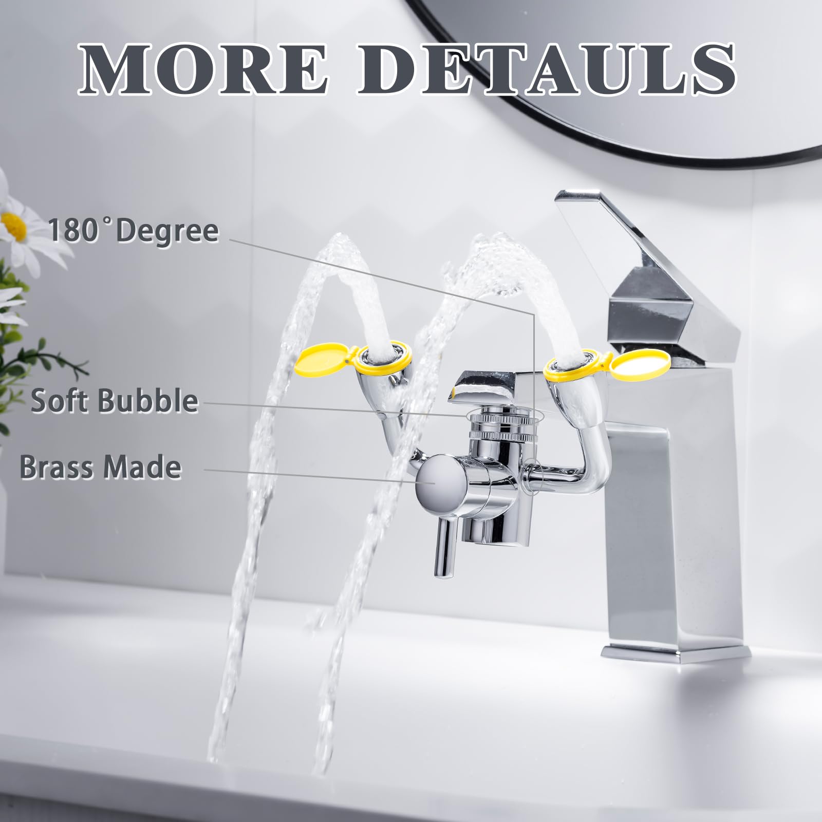 TIDYENDURE Faucet Mounted Emergency Eyewash Station with Cover - ANSI Compliant Eye Wash Kit for Labs, Factories, Workshops & Offices | Portable Eye Wash Unit for Chemical Splash Protection & Workplace Safety