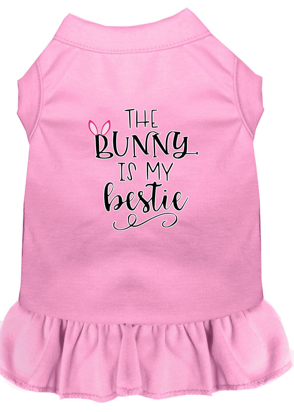 Pet Dog & Cat Dress - 'The Bunny Is My Bestie' Light Pink Screen Printed Costume for Small Pets (3-6 lbs) | Easter Bunny Outfit for Puppies & Kittens