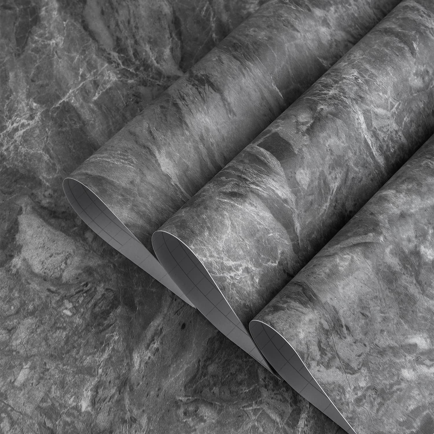 Gray Marble Contact Paper - Textured Granite Peel & Stick Wallpaper - Waterproof Removable Vinyl Wrap for Countertops, Kitchen Tables, Cabinets & Furniture - Easy DIY Matte Finish Decoration