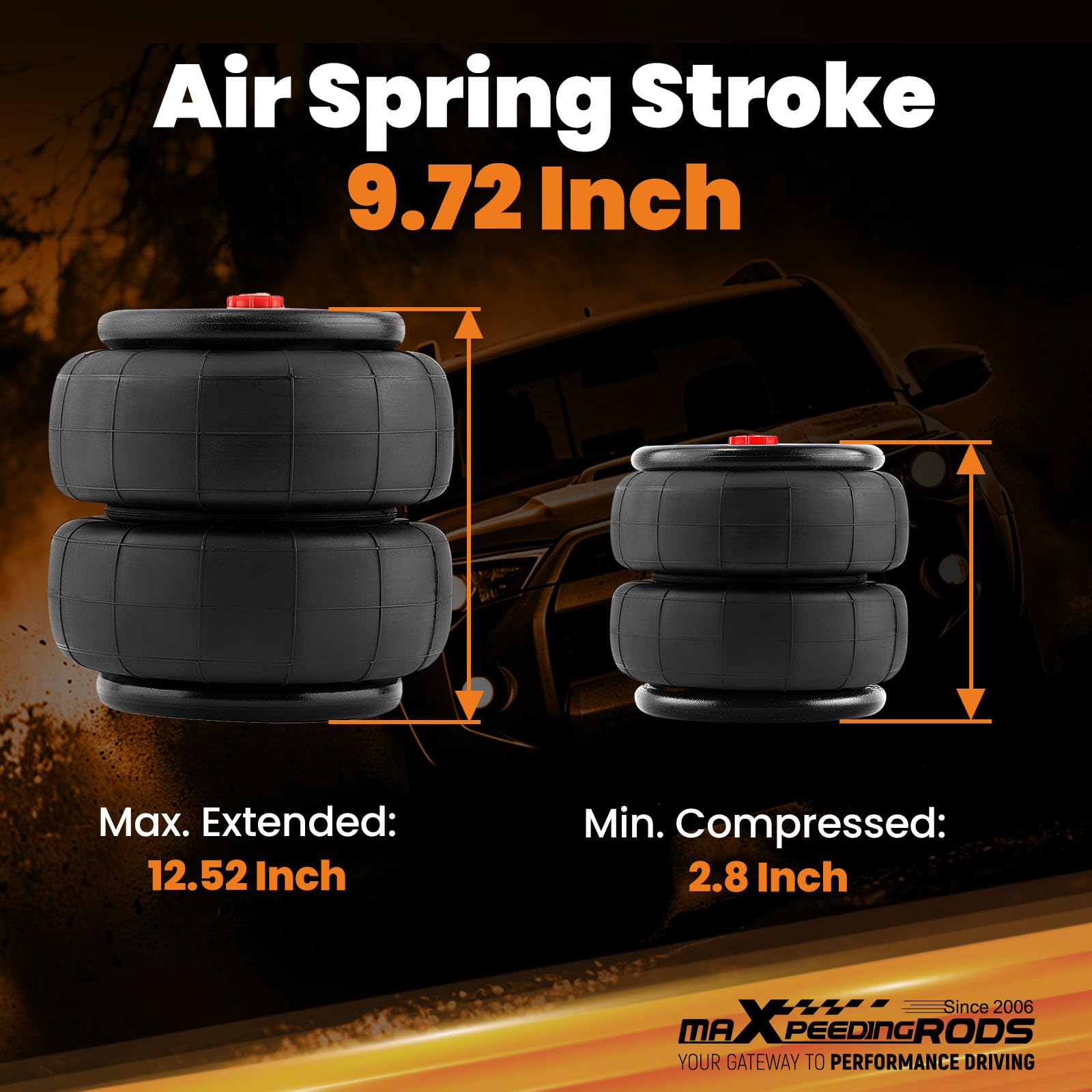Universal Air Spring Bags 2600 lbs Capacity - Pack of 2 with 1/2
