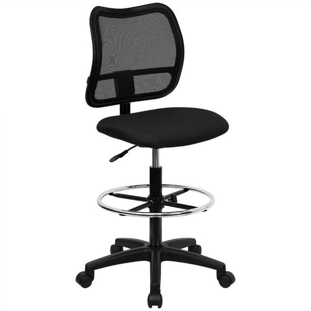 Flash Furniture Elaine Mid-Back Black Mesh Drafting Chair - Adjustable Office Chair with Lumbar Support for Architects, Designers & Home Office Use