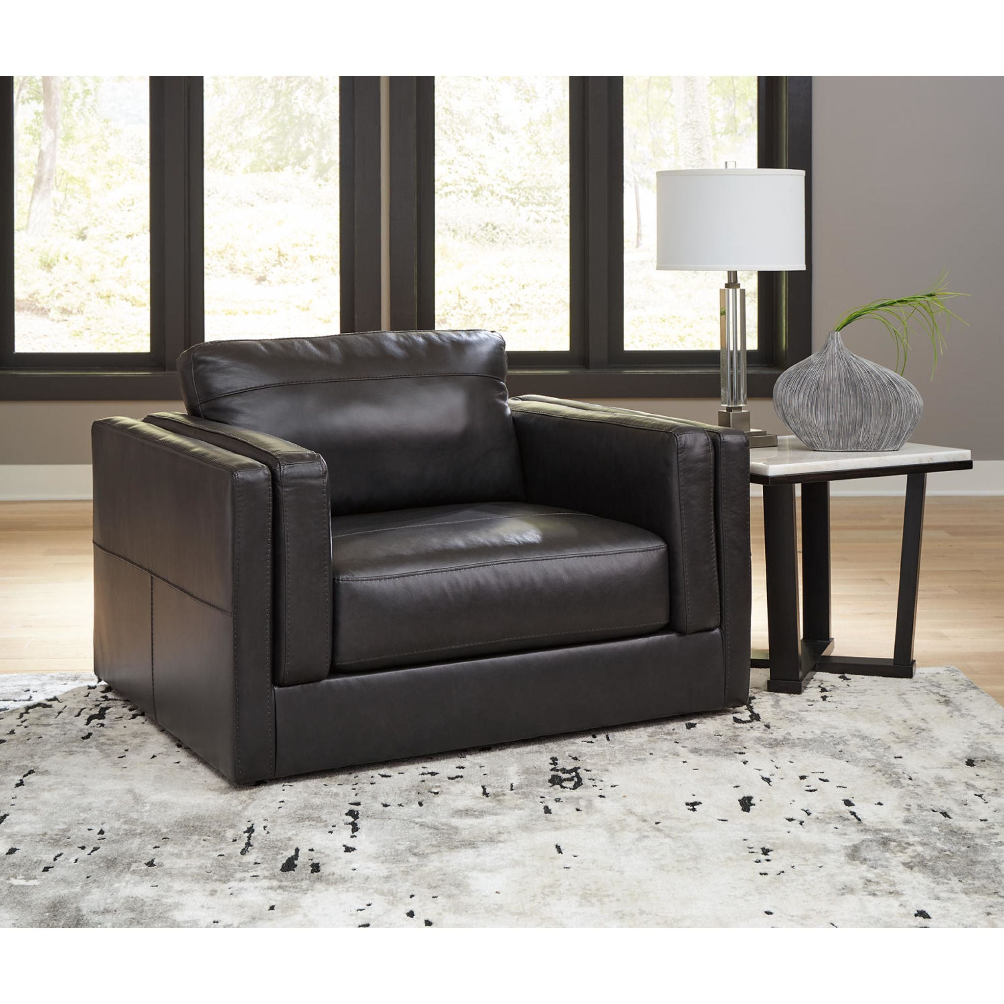Amiata Oversized Chair and a Half in Onyx Black - Perfect for Living Room, Bedroom, or Home Office Comfort