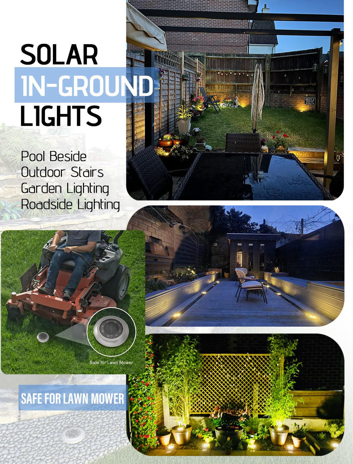 2024 Upgraded Solar Disk Lights Outdoor - Waterproof LED Landscape Lights for Walkway, Lawn, Steps & Decks | Solar-Powered In-Ground Lighting for Garden, Patio & Pathway Illumination