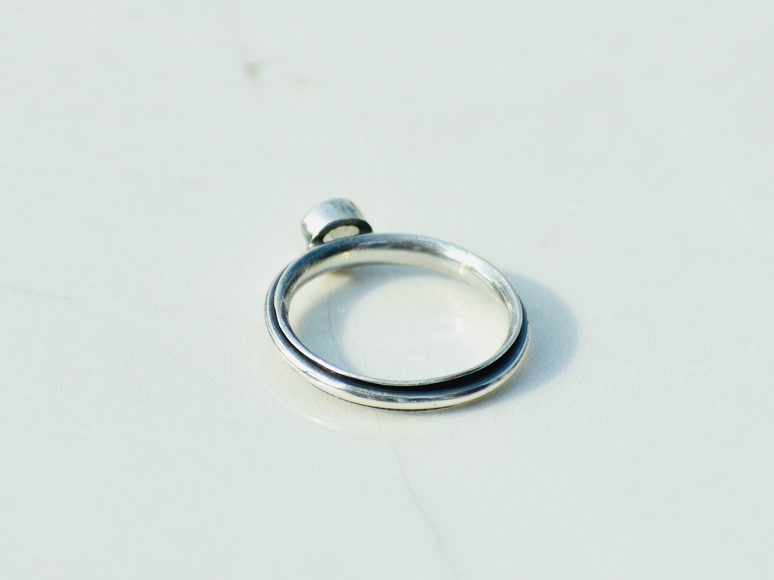Moonstone Sterling Silver Ring for Women – Minimalist Gemstone Promise & Spinner Ring (W 1/2) | Perfect for Everyday Wear, Gifts & Special Occasions