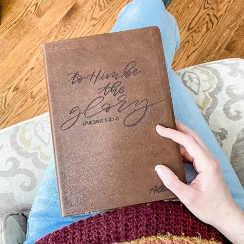 Personalized NASB Large Print Reference Bible - Hand Lettered & Laser Engraved Brown Leather Cover | Custom Name Engraving Available | Perfect for Daily Devotion, Bible Study & Gift Giving