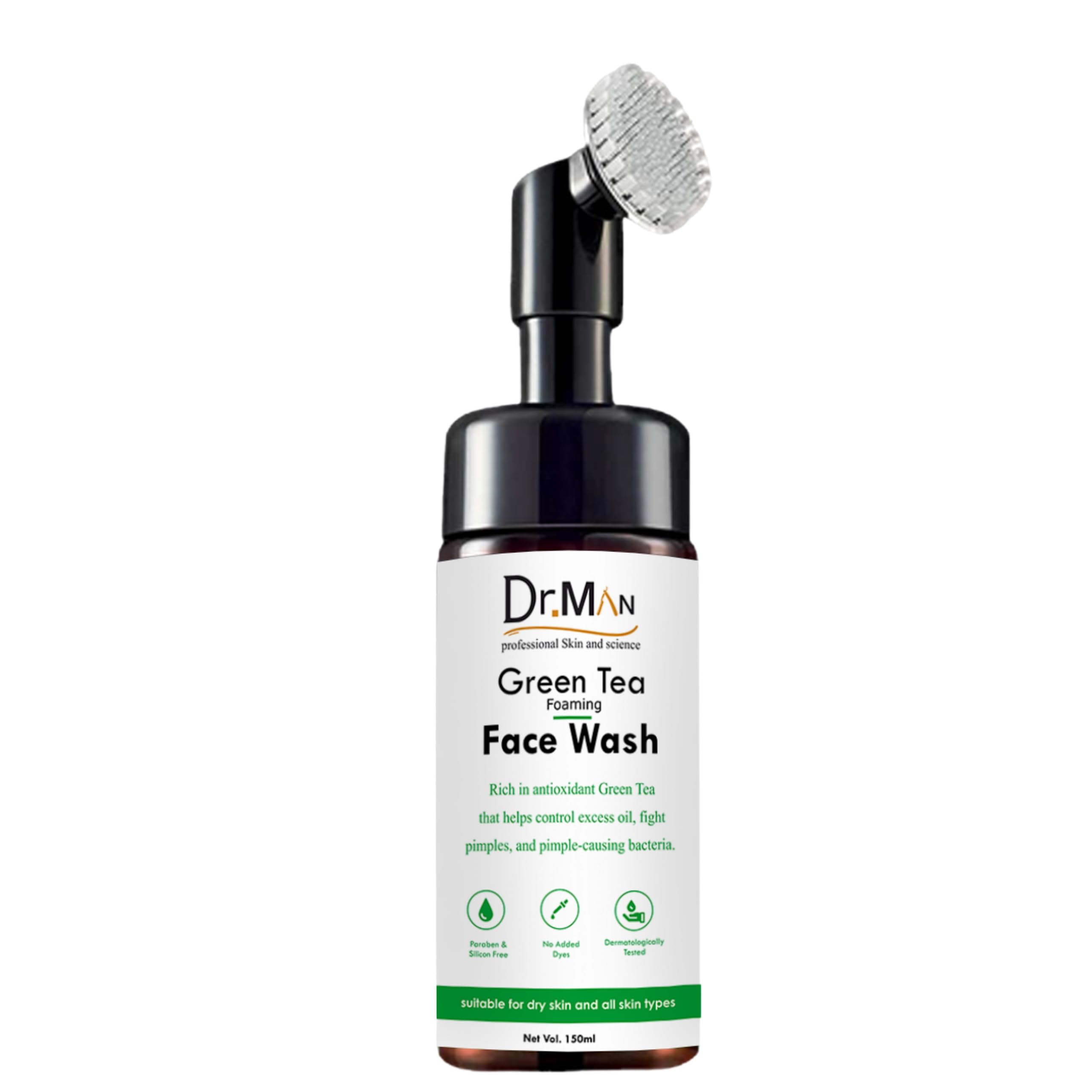 Dr.Man Professional Green Tea Foaming Face Cleanser - 150ml Deep Cleansing for Acne & Oily Skin - Gentle Daily Facial Wash for Men & Women - Perfect for Morning & Night Skincare Routine