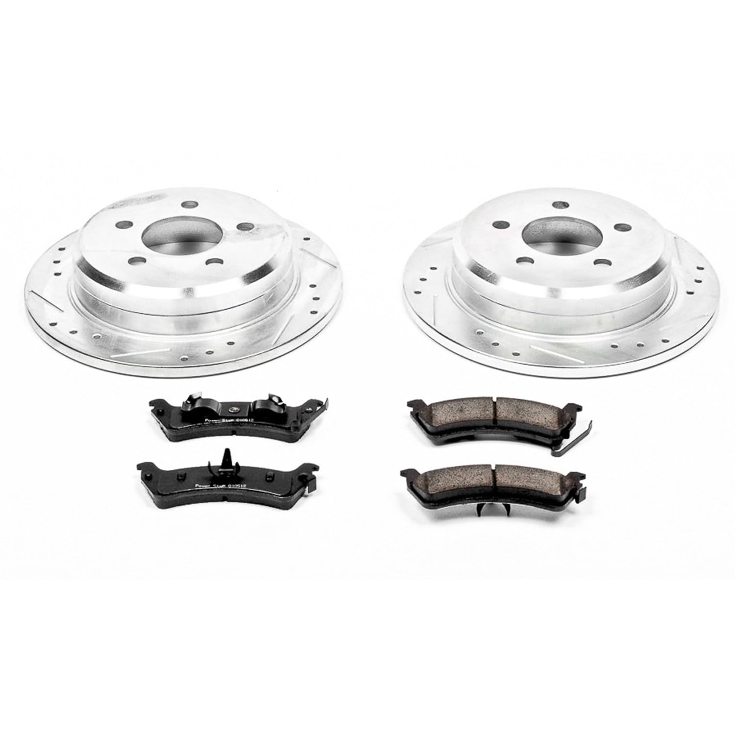 Power Stop K2131 Rear Z23 Carbon Fiber Brake Pads with Drilled & Slotted Brake Rotors Kit - Compatible with 1993-1998 Jeep Grand Cherokee | High-Performance Braking for Off-Road & Towing | Perfect for Mountain Driving & Heavy Loads
