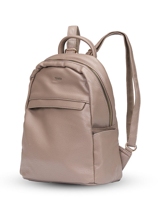 Tosca TH053 Stylish Fashion Backpack for Women & Men - Taupe Color - Perfect for School, Work, Travel & Everyday Use