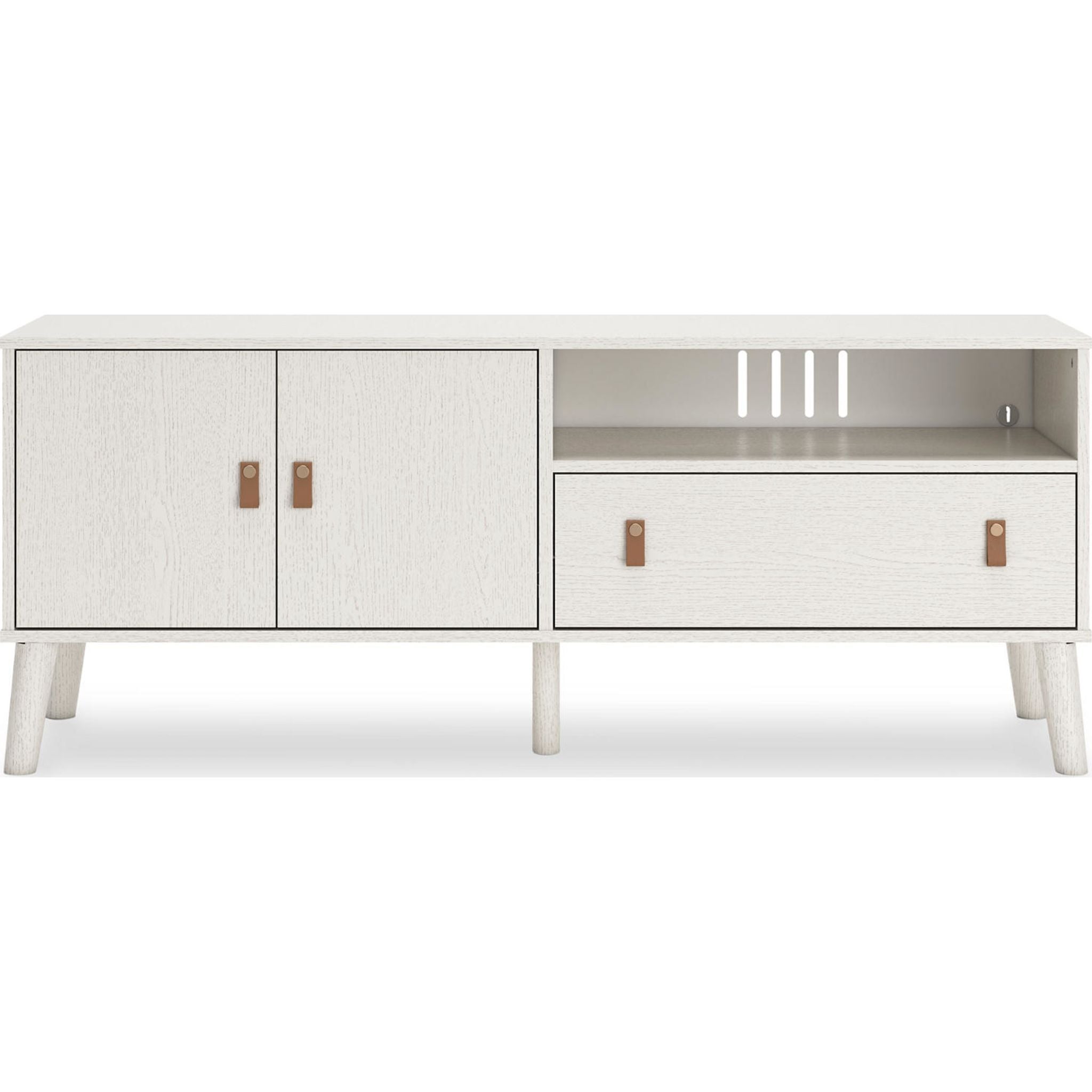 Aprilyn Modern TV Stand for Living Room - White, Sturdy Wooden Entertainment Center with Storage Shelves for Flat Screen TVs up to 65