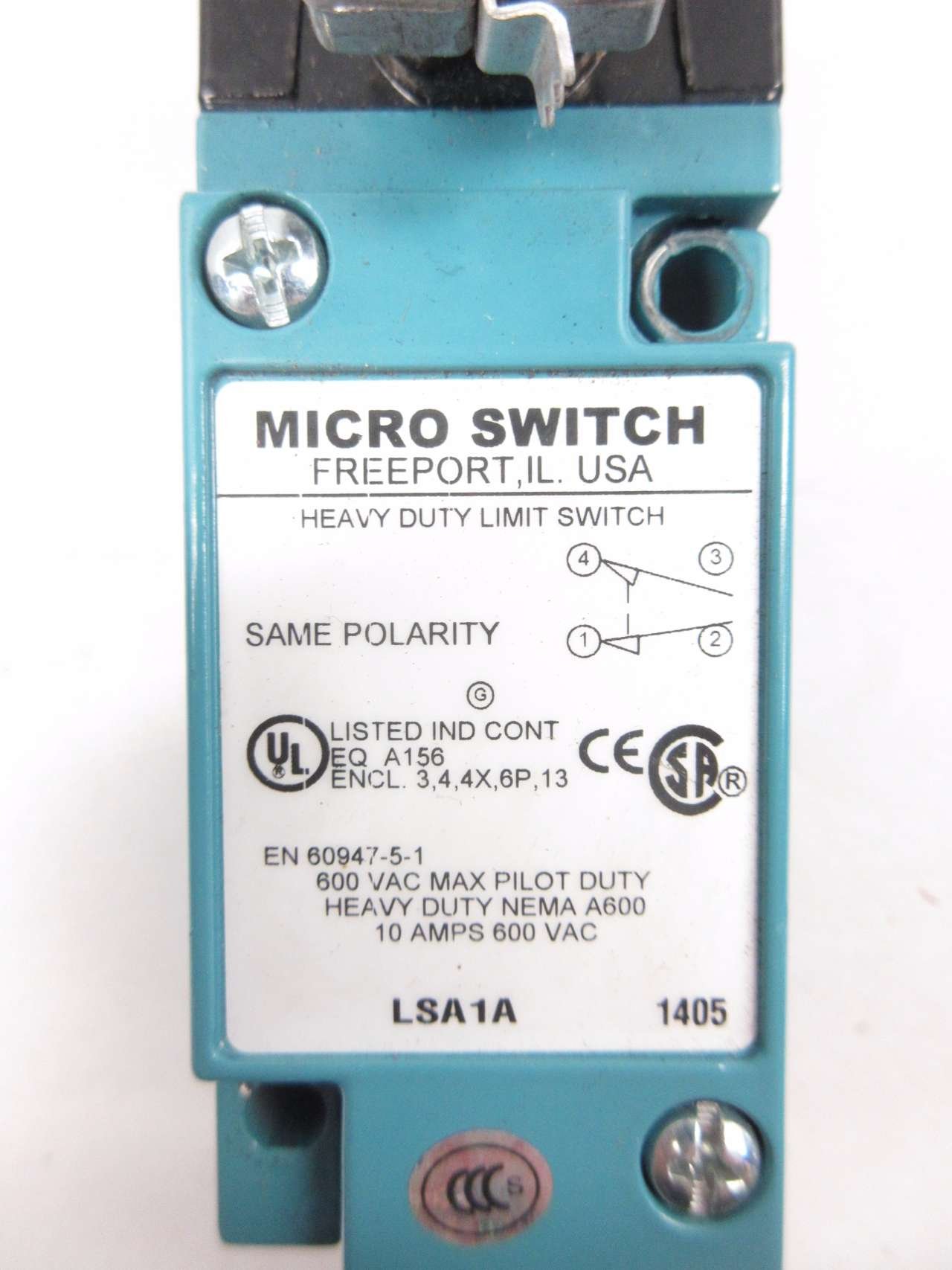 Heavy Duty MICRO Switch LSA1A Limit Switch 600V AC 10A AMP D525630 - Perfect for Industrial Machinery and Electrical Control Systems