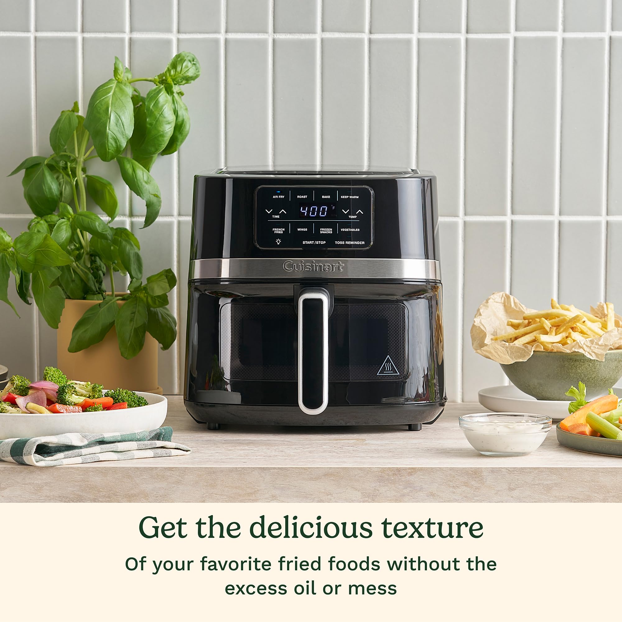 Cuisinart Air Fryer Oven 4.5-Qt Stainless Steel - 4 Presets for Roasting, Baking, Broiling & Air Frying with Keep Warm Function | Dishwasher Safe Basket | Perfect for Quick Family Meals, Healthy Cooking & Party Snacks | Model AIR-160 in Black