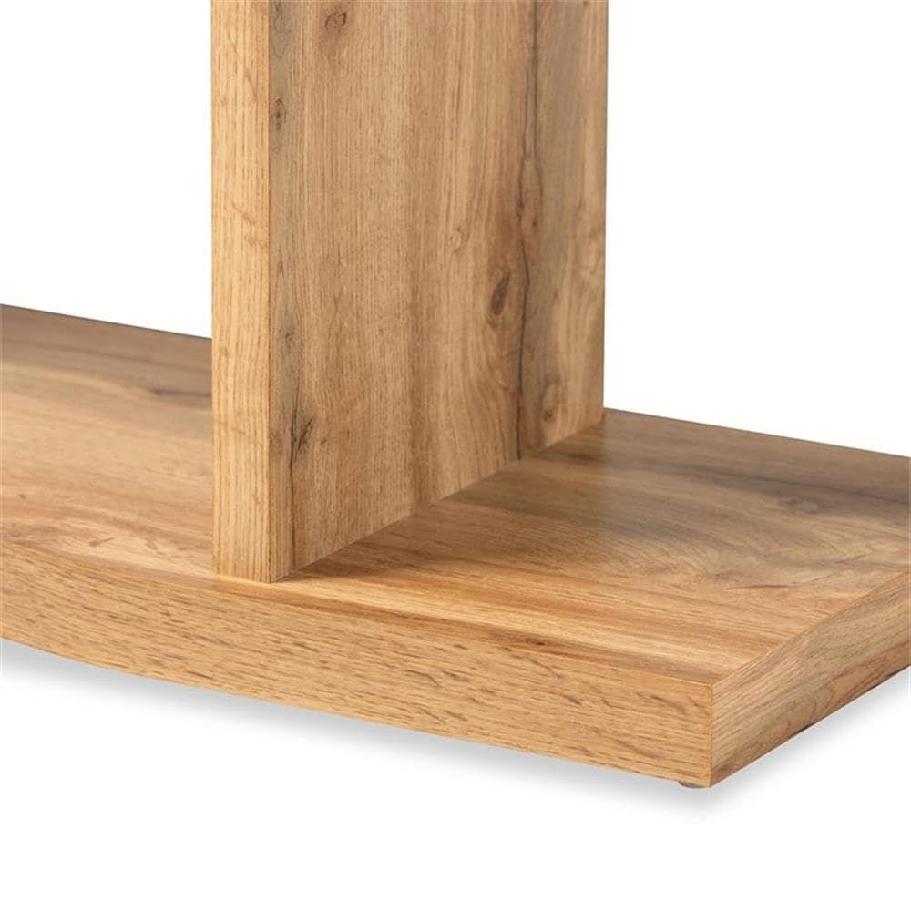 BOWERY HILL Oak Brown Finished Wood 3-Drawer Console Table - Entryway Sofa Table, Hallway Furniture, Living Room Storage Solution for Small Spaces