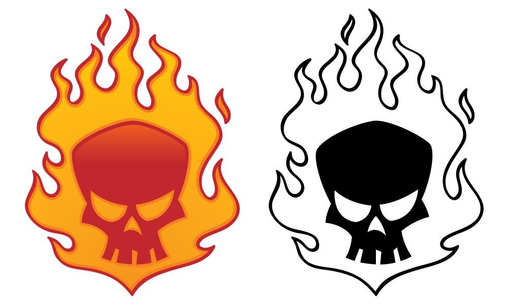 Flaming Skull Peel and Stick Wall Decal - 18 x 11 Inches - Removable Wall Art for Home, Office & Gaming Room Decor - Easy to Apply & Reusable Wall Stickers