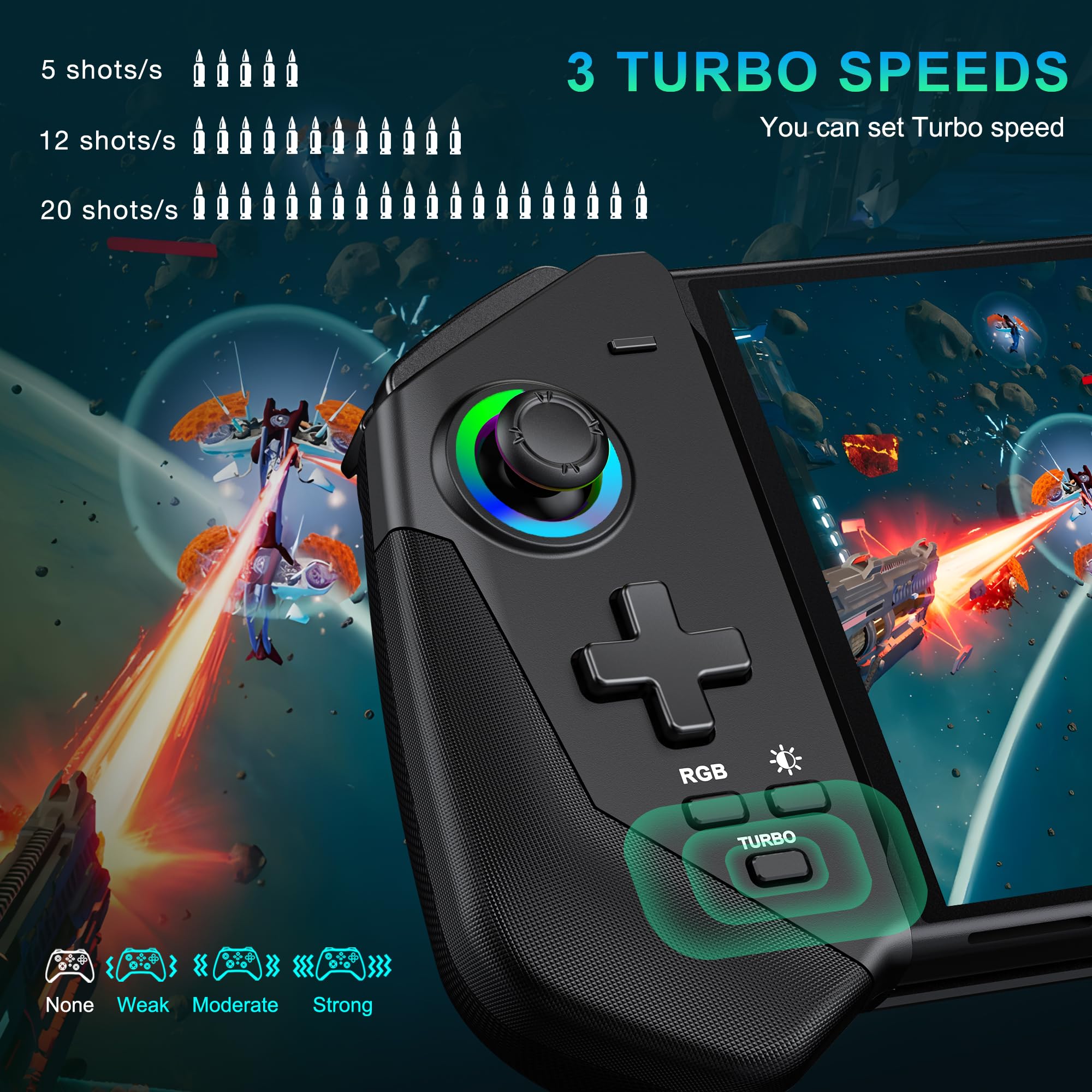 **MystNova Wireless Switch Pro Controller for Nintendo Switch/OLED - Hall Effect Joystick, No Drift, Full-Size Grip, Handheld Remote Mode (Black) - Perfect for Gaming, Travel & Multiplayer Fun**