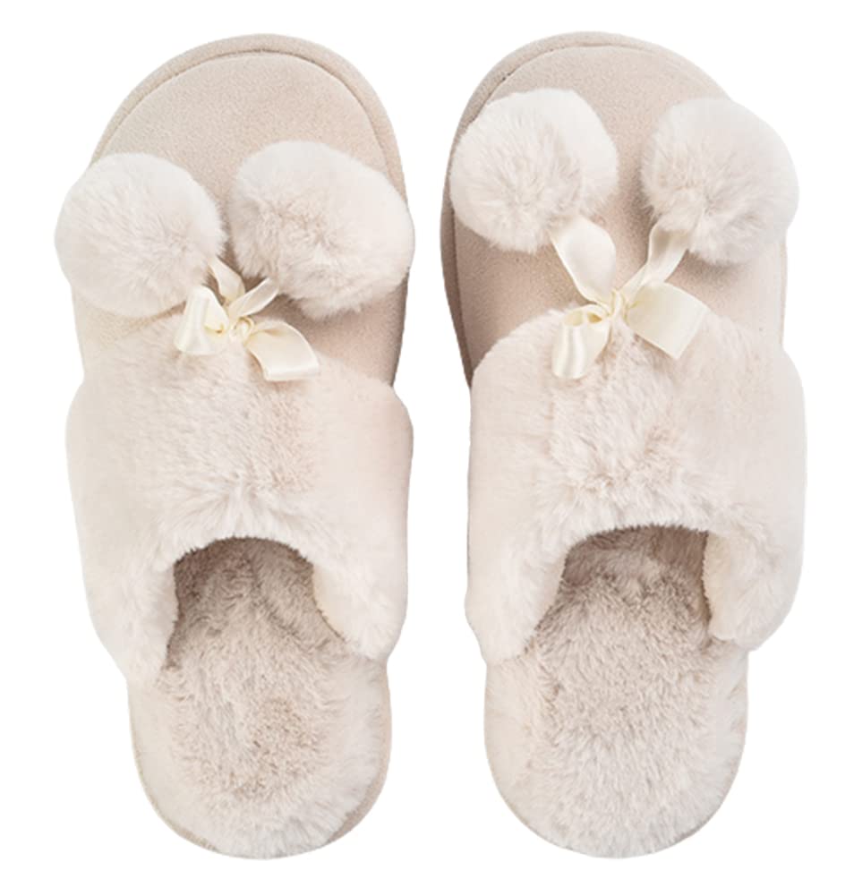 Women's Warm Fuzzy Cotton Slippers with Memory Foam - Non-Slip Indoor House Shoes for Winter, Cozy Closed-Toe Bedroom Slippers with Thick Sole & Suede Upper - Perfect for Relaxing at Home, Lounging & Cold Weather Comfort