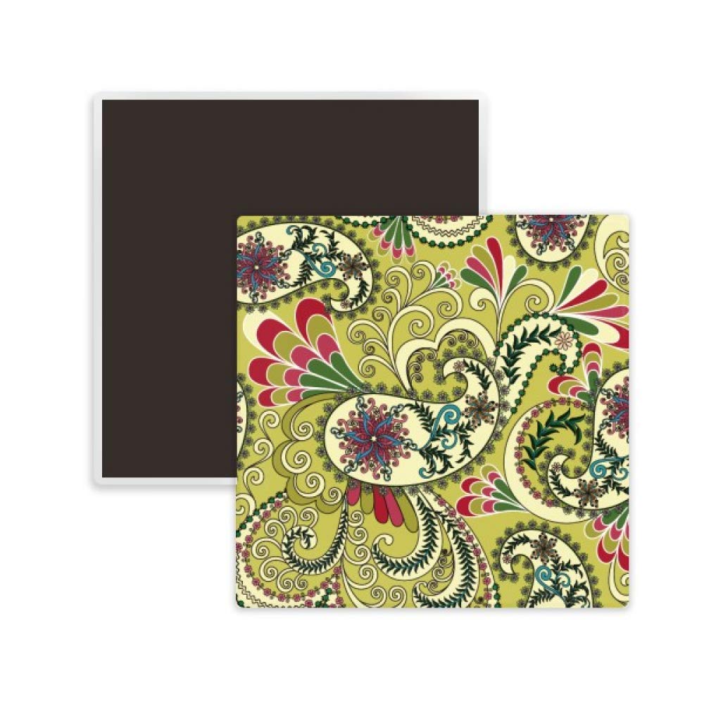 Peacock Feather Design Ceramic Fridge Magnet - Elegant Abstract Square Refrigerator Magnet for Home & Office Decor, Gift Keepsake - Perfect for Kitchen, Office, Dorm & Travel Memories
