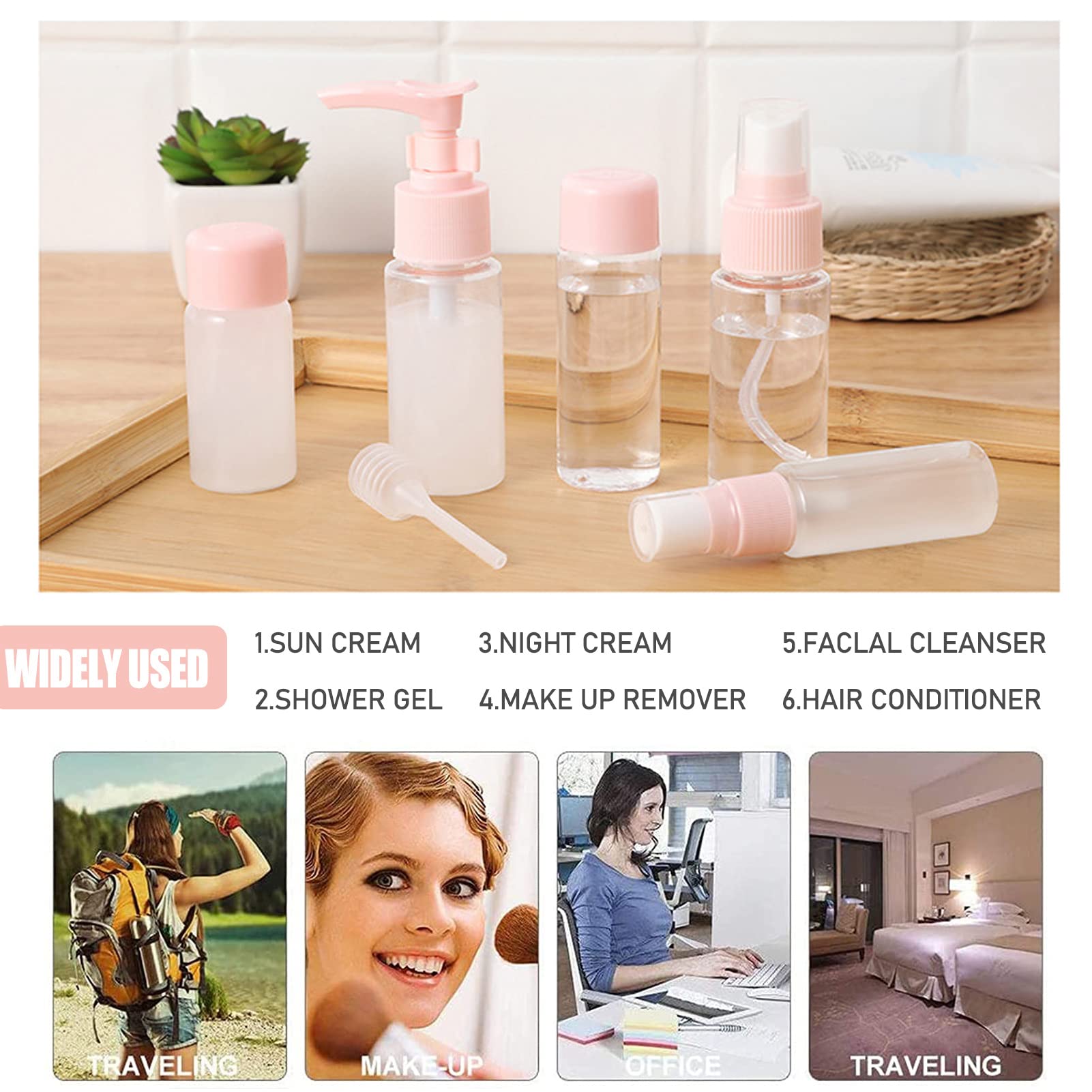ORIJOYNA 5-Pack Leak Proof Travel Bottles Set - Clear TSA Approved Toiletry Containers for Shampoo, Lotion, Face Cream & Soap (Blue) | Perfect for Air Travel, Camping & Gym Essentials