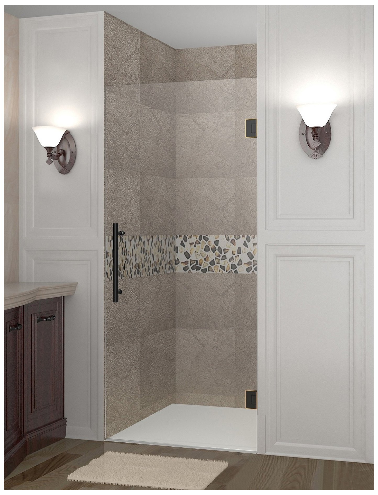 Aston Cascadia SDR995 Frameless Hinged Shower Door 29x72 Inch Oil Rubbed Bronze - Perfect for Modern Bathrooms & Spa-Like Showers