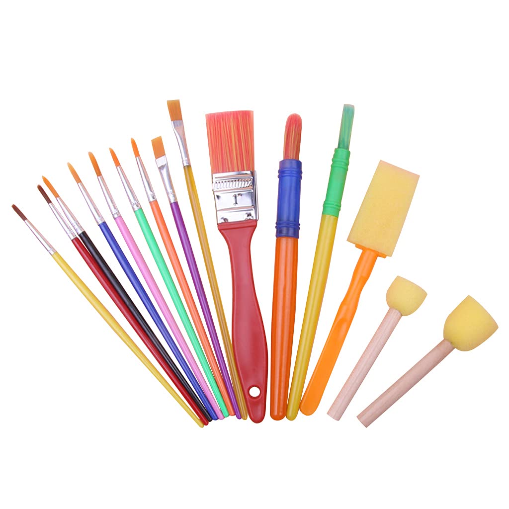 15Pcs Artist Paint Brushes Set for Acrylic, Oil & Watercolor - DIY Sponge, Graffiti, Seal, Miniature Detailing & Rock Painting - Perfect for Artists, Beginners & Craft Enthusiasts (Random Colors)
