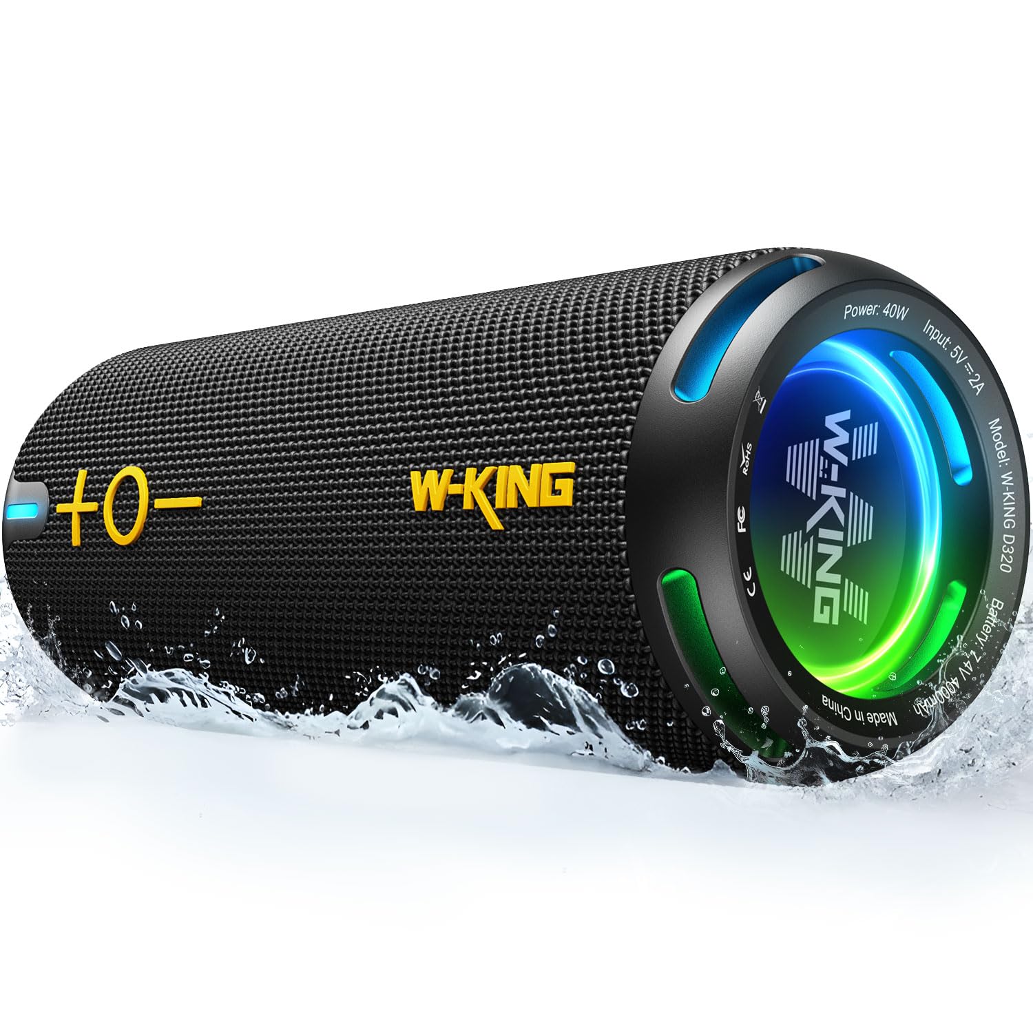 W-King Bluetooth Speaker IPX7 Waterproof - Portable Wireless Outdoor Speaker with Deep Bass, 360° Sound, Custom EQ App, Dual Voice Coil Woofer, TF/AUX, V5.3 - Perfect for Shower, Party, Beach & Camping