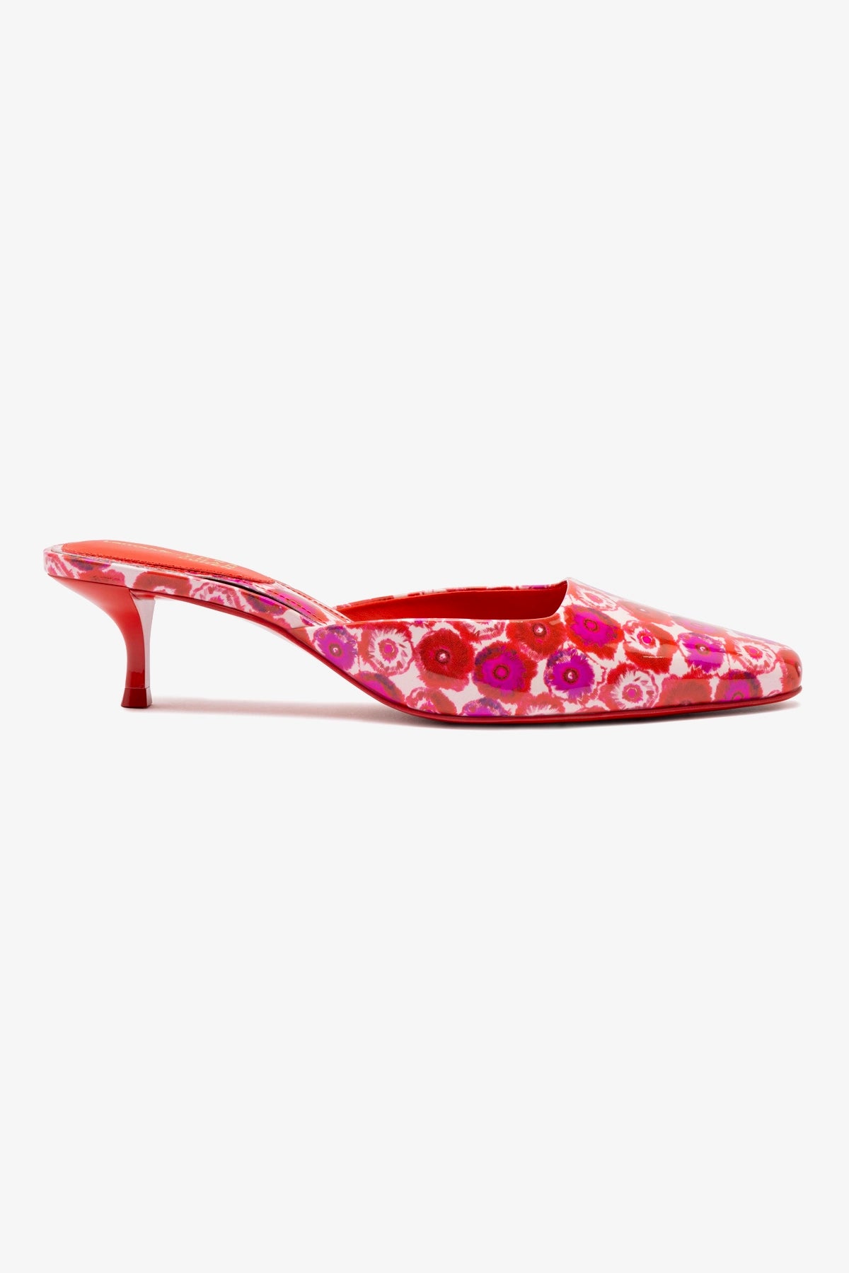 Larroudé x Jonathan Cohen Amal Mule - Red Abstract Printed Patent Leather Women's Shoes | Fashionable & Comfortable for Parties, Weddings & Evening Events