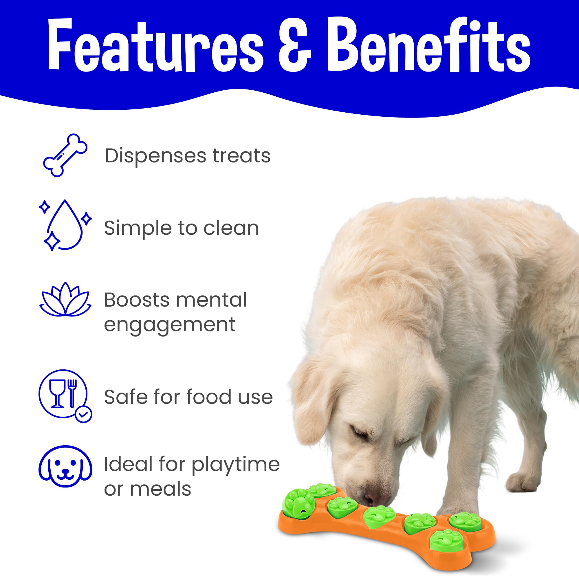 Kats'N Us Interactive Dog Toy & Slow Feeder Bowl - Puzzle Feeder for Mental Stimulation, Lick Mat for Dogs, Large Breed Mealtime Solution (Orange) - Perfect for Boredom Relief & Anxiety Reduction During Feeding Time