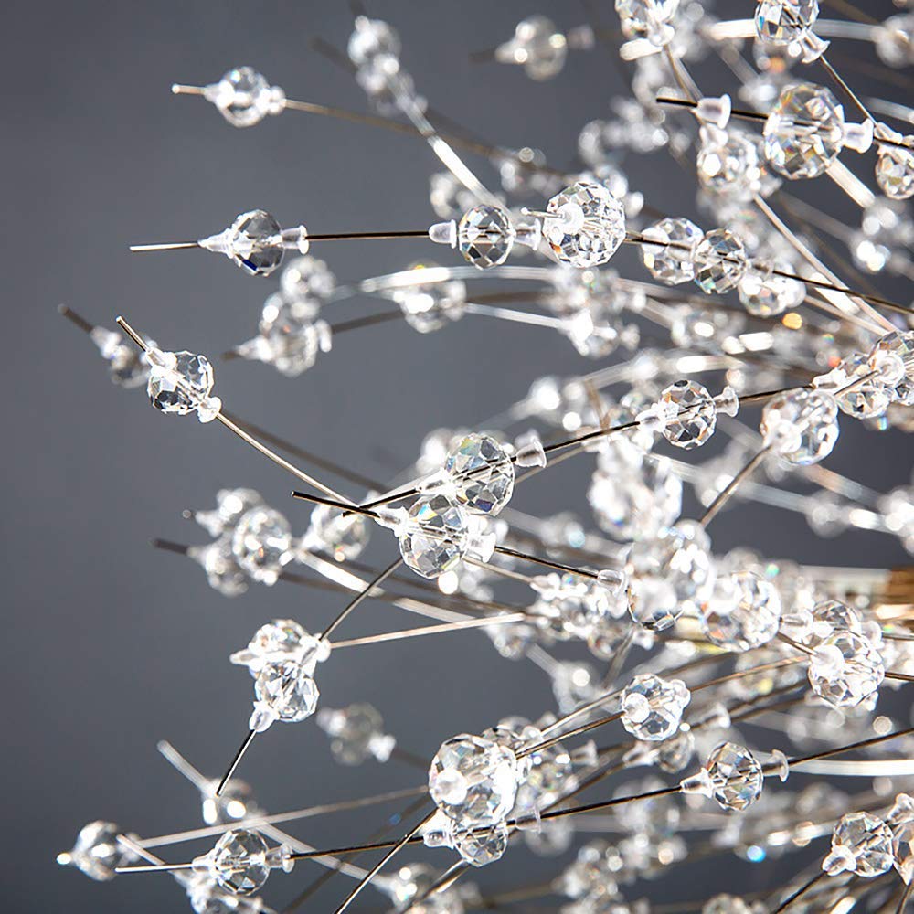 Modern Crystal Chandelier - Chrome Firework Dandelion Sputnik Pendant Light Fixture, 16-Light Dining Room Chandelier for Bedroom, Kitchen & Living Room Lighting | Elegant Home Decor for Parties & Romantic Dinners