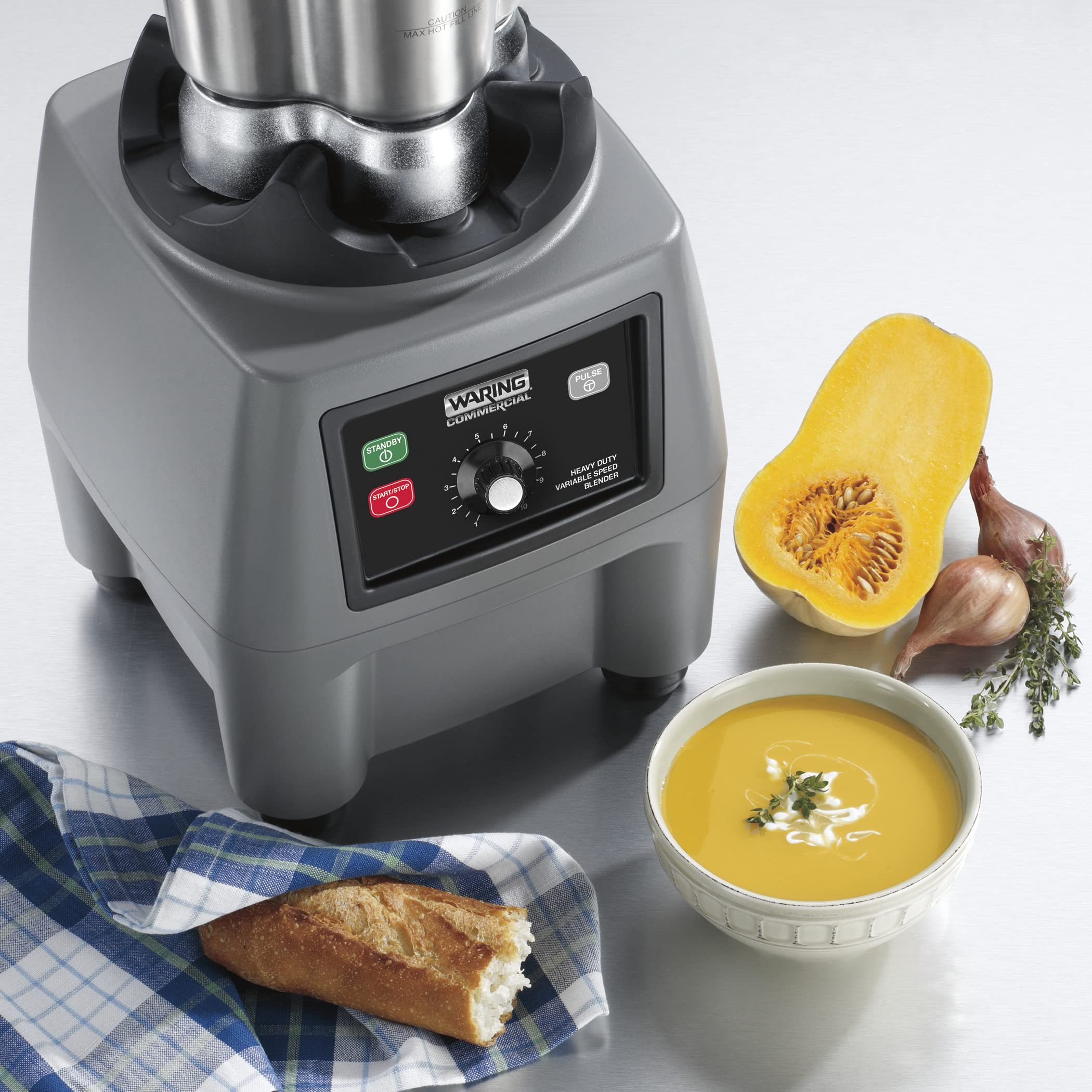 Waring Commercial CB15V 3.75 HP Heavy Duty Blender with Electric Touchpad Controls & Variable Speed - 1 Gallon Stainless Steel Container, 120V, 5-15 Phase Plug, Black - Perfect for Smoothies, Milkshakes & Food Prep in Restaurants & Bars