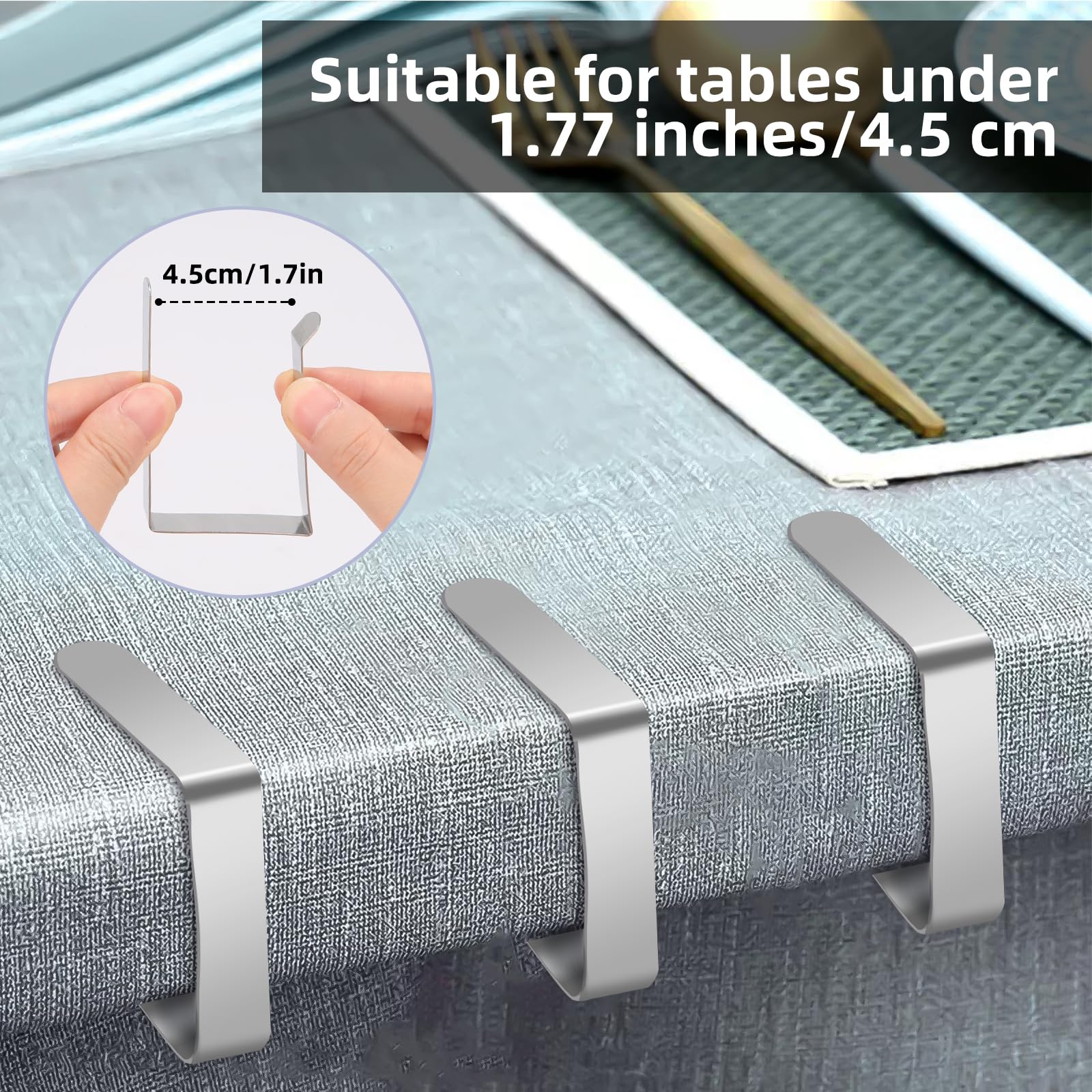 24Pcs Stainless Steel Tablecloth Clips for Outdoor Picnic, Camping & Party - Heavy Duty Tablecloth Weights for Windy Days - Perfect for BBQs, Beach Parties and Garden Gatherings