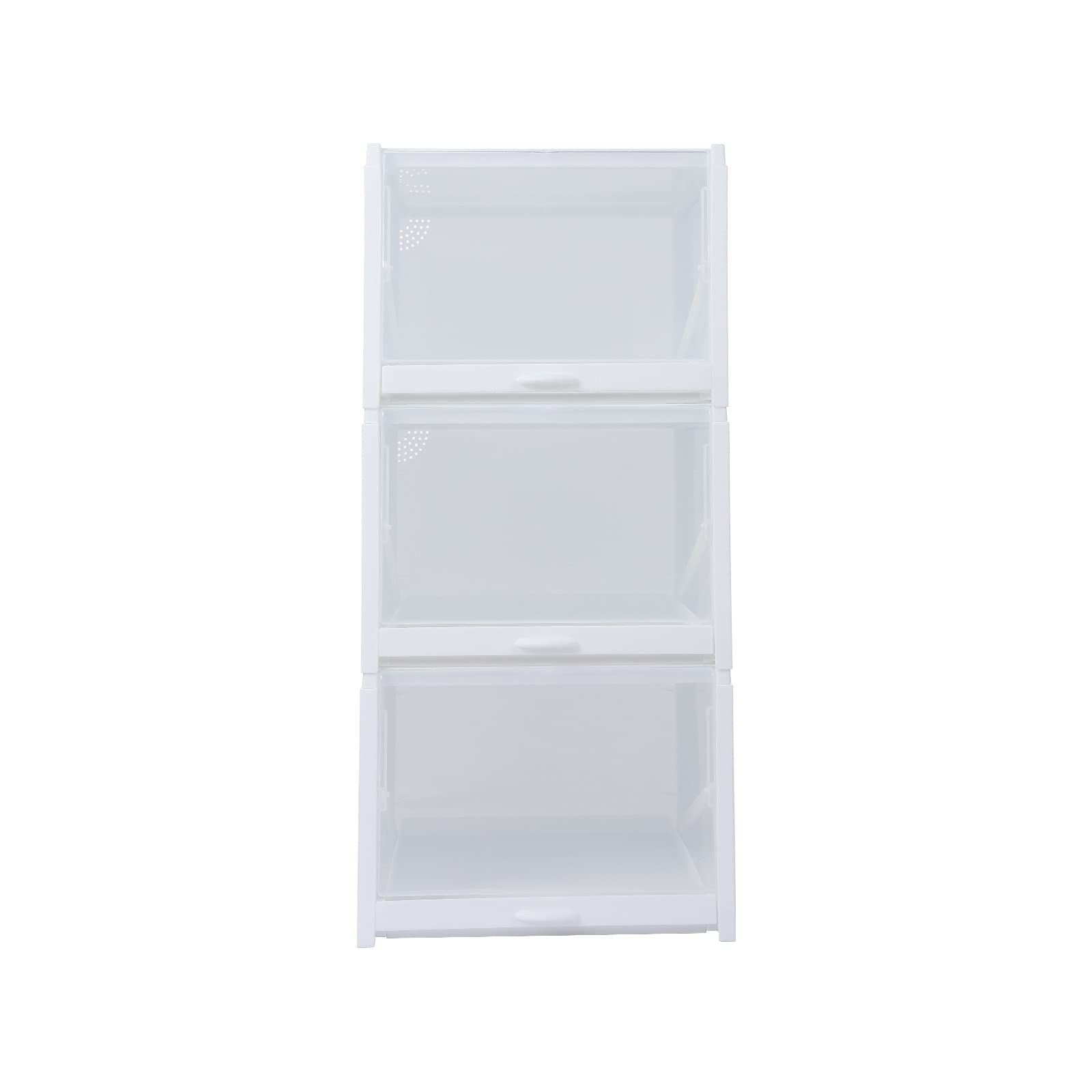 3-Pack Large Clear Dust-Proof Shoe Storage Boxes with Drawers - Transparent Plastic Organizer for Closet, Bedroom & Entryway (White) - Perfect for Sneakers, Heels & Boots Organization
