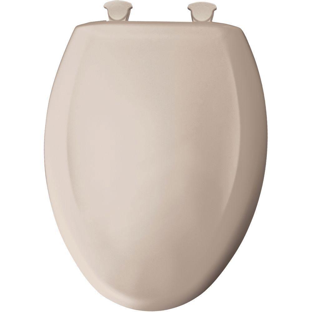Bemis Slow Close STA TITE Elongated Closed Front Toilet Seat in Innocent Blush 647191 - Soft Close Hinges, Durable Design for Bathroom Upgrade, Perfect for Modern Homes & Apartments
