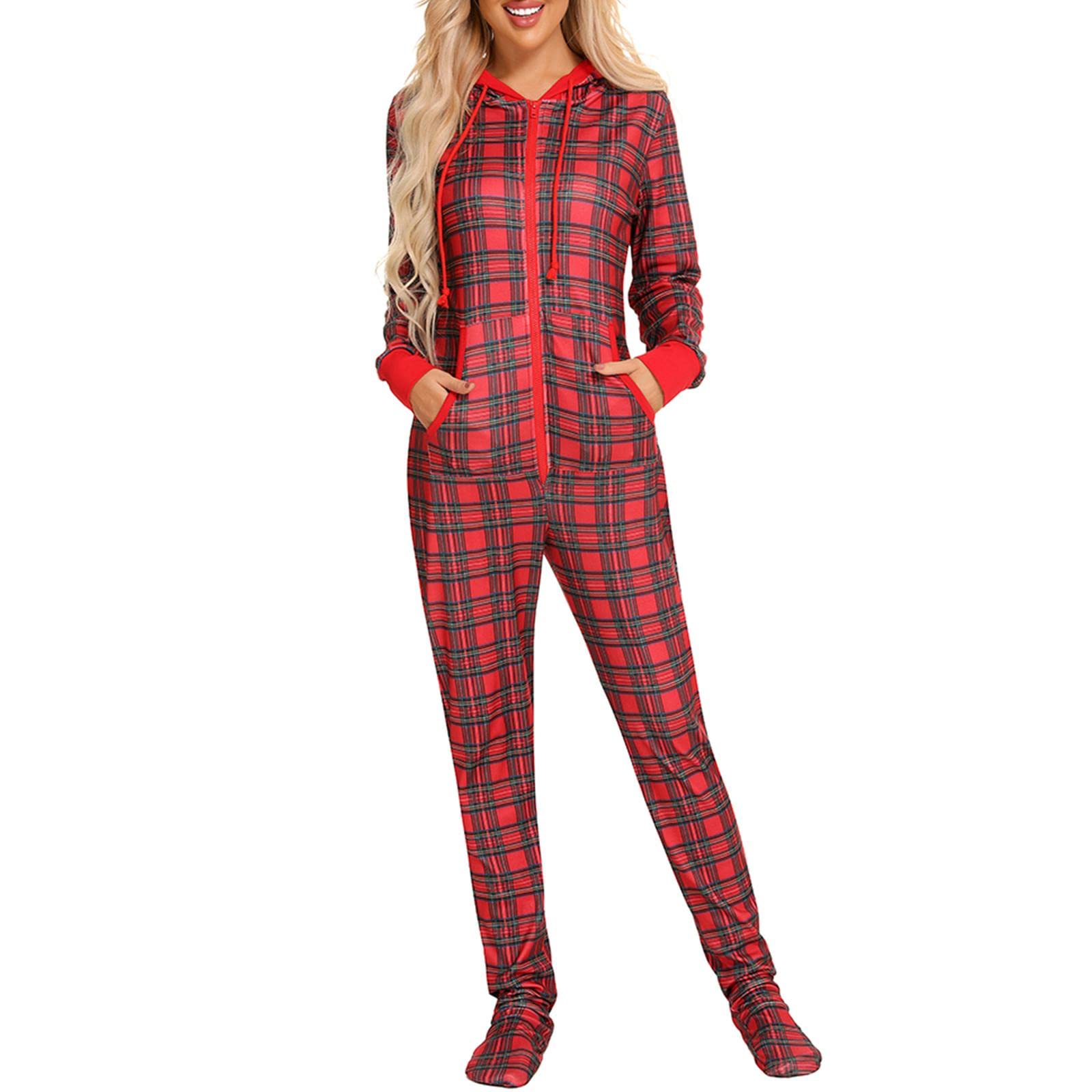 Women's Christmas Fleece Hooded Jumpsuit - Cozy Zipper Romper Pajamas for Winter Sleepwear | Perfect for Holiday Parties, Family Gatherings & Cozy Nights at Home